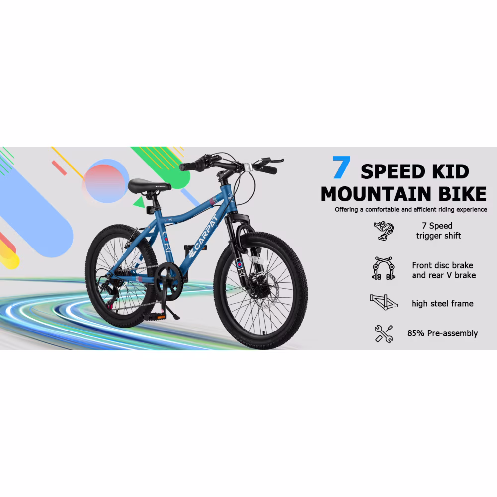20-Inch Kids Mountain Bike, 7-Speed with Front Suspension and Disc Brake, Ages 6 - Image 5