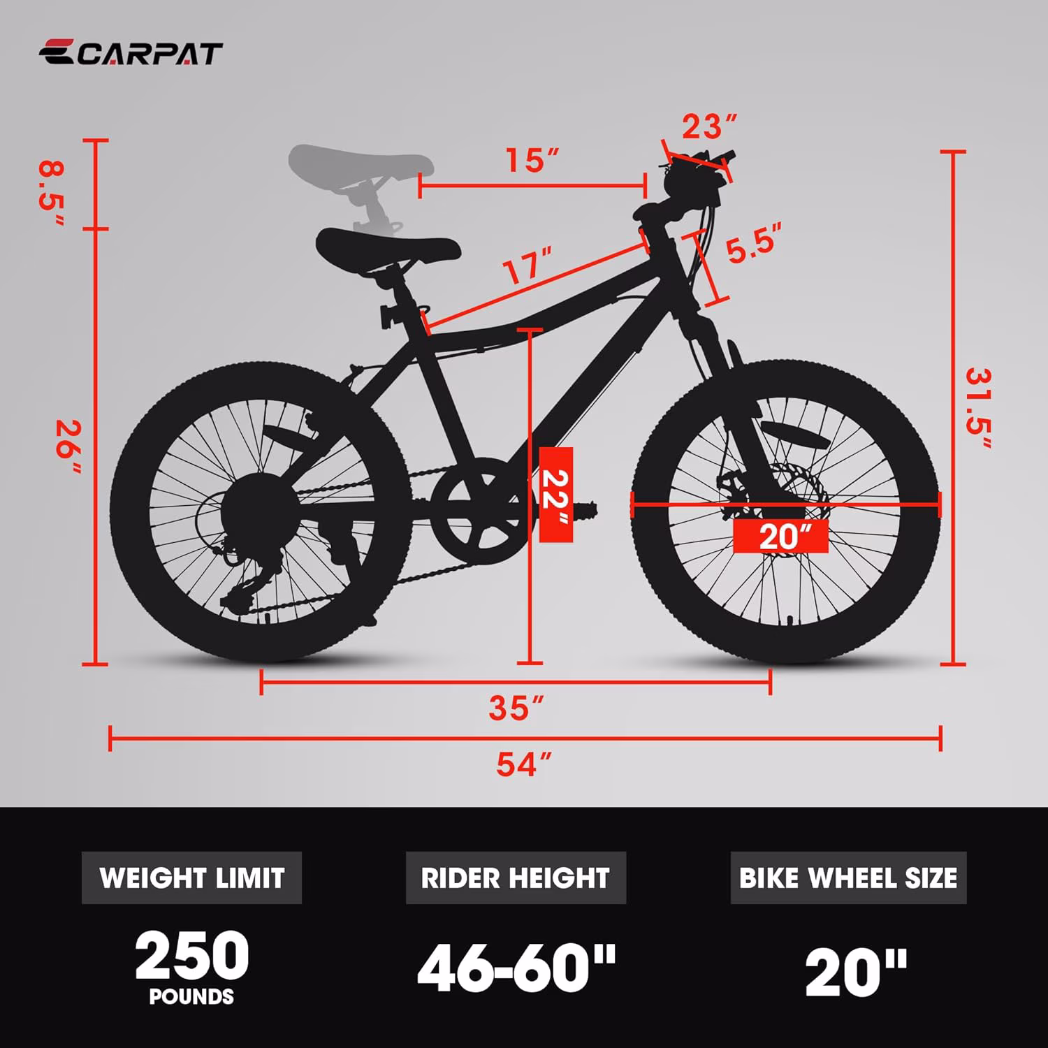 20" Kids Mountain Bike, 7-Speed Bicycle with Front Suspension & Dual Brakes, Ages 6-12,White - Image 5