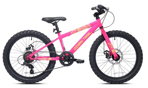 20" Ozark Trail Mountain Bike, 7 Speed, Small frame, Fits Rider 3'11"-4'4", Pink, Child/Tween/Teen, Unisex