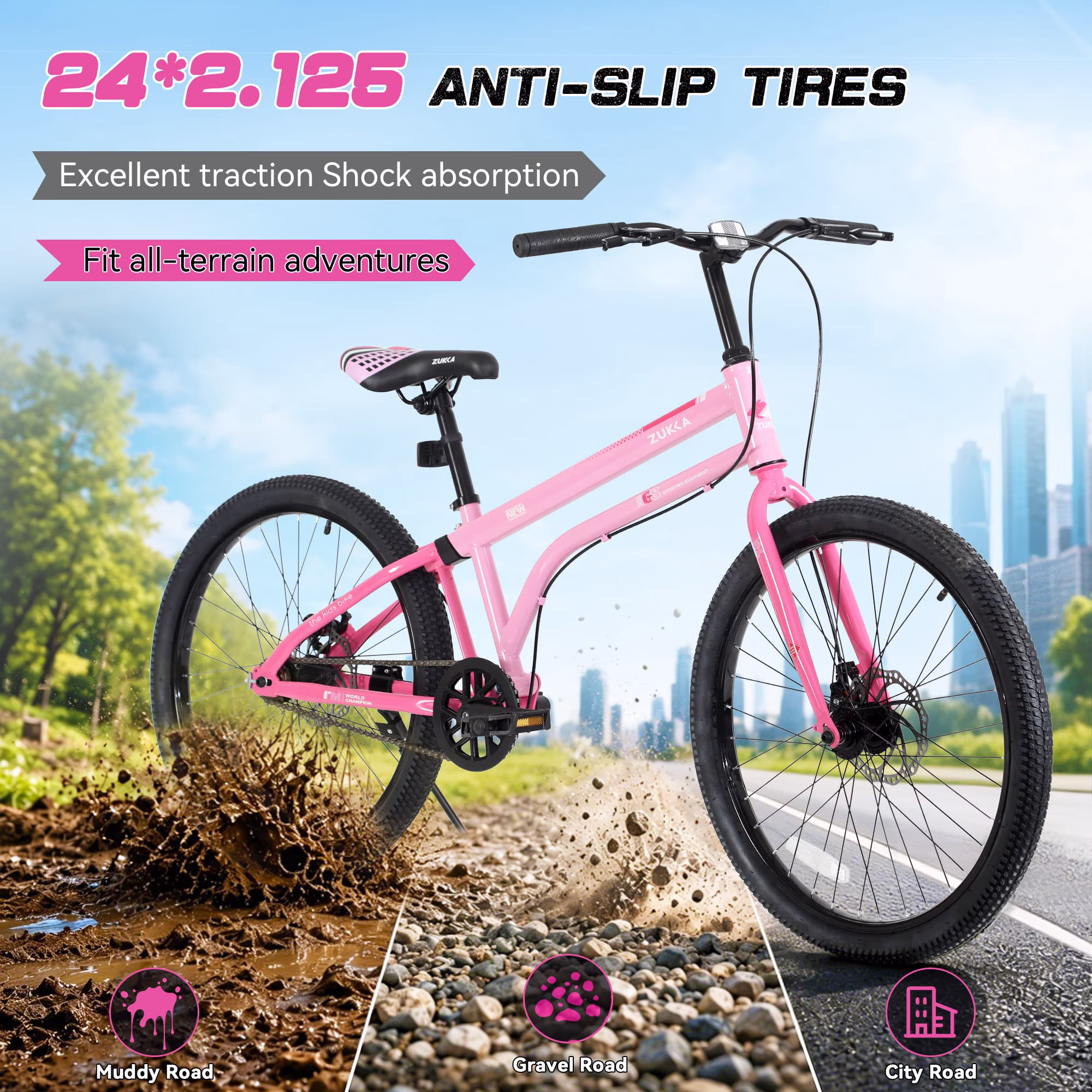 24 Inch Kids Bike for Girls & Boys Ages 10+, Single Speed Teen Bicycle with Dual Disc Brakes, Lightweight Steel Frame, Multiple Colors - Image 4