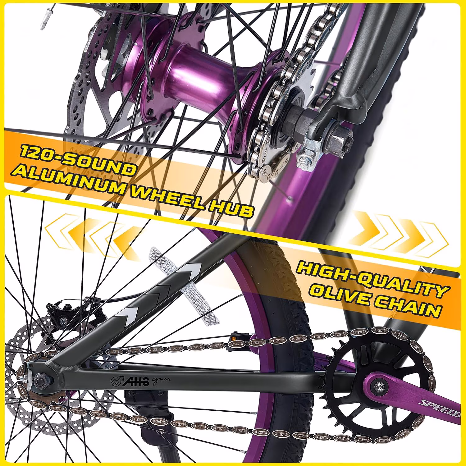 24 Inch Kids Mountain Bike for Boys Girls Ages 6+, NEORIVER 120-Sound Kid Mountain Bicycle with Aluminum Hub, Olive Chain, Front Suspension, Carbon Steel Frame and Dual Disc Brakes - Image 2