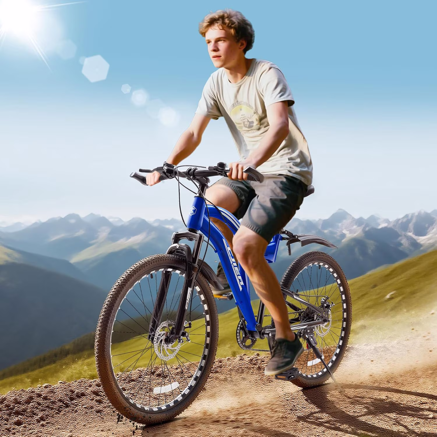 24" Kids Bicycles, Akaber Mountain Bike for Boys, Full Dual Suspension MTB Bicycle, 7-Speed High-Carbon Steel Frame, Double Disc Brake - Image 3