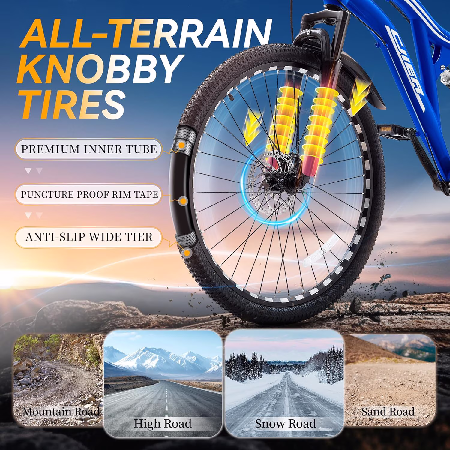 24" Kids Bicycles, Akaber Mountain Bike for Boys, Full Dual Suspension MTB Bicycle, 7-Speed High-Carbon Steel Frame, Double Disc Brake - Image 5