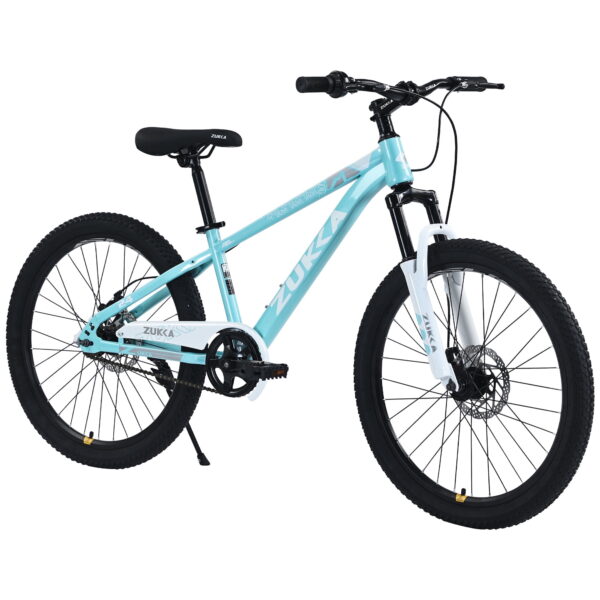 24" Mountain Bike for Boys and Girls,Multiple Colors Kids’ Bicycle,Age 9-12 Years,Cyan