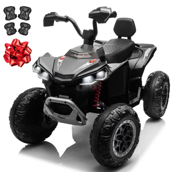 24V 2 Seater 4WD Ride on Toys ATV for Kids 4*200W 4-Wheeler Quad w/ MP3 LED Lights Music, Black