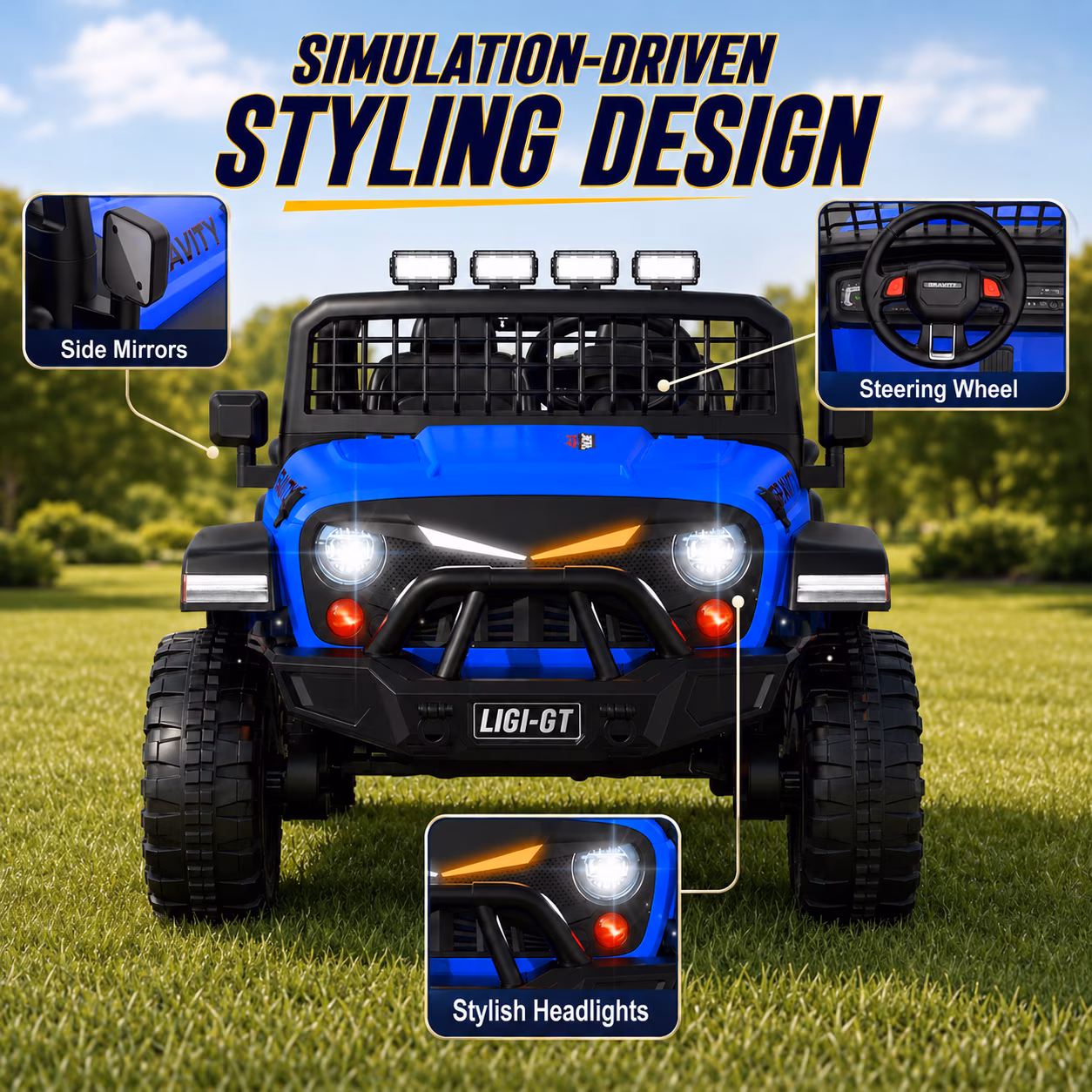 24V 2 Seater Ride On Car for Big Kids, Remote Control, Spring Suspension, LED Lights, Music & Bluetooth, 4WD Electric Vehicle for Kids Ages 3 - Image 3