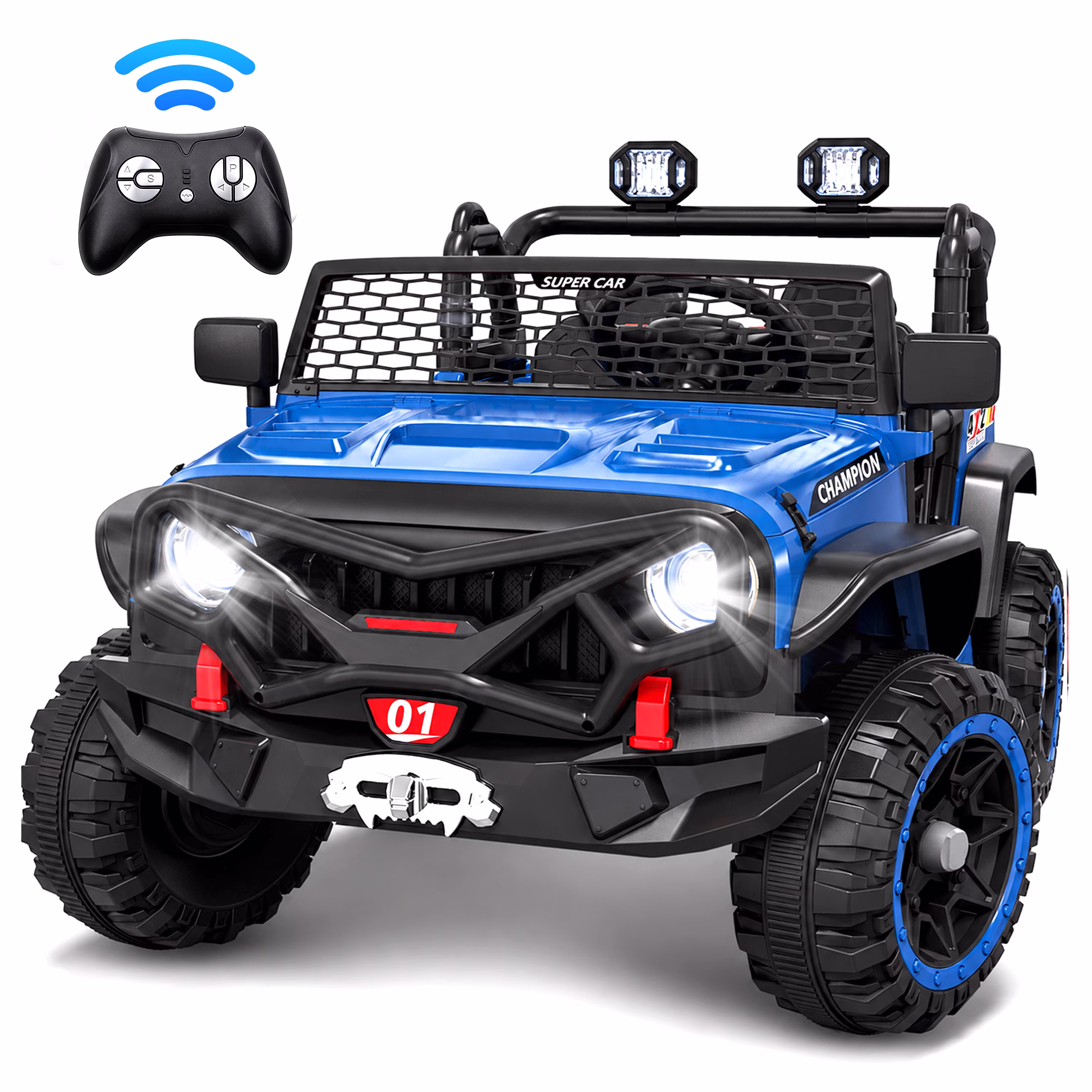 24V 2 Seater Ride on Toys for Kids, Powered Ride on Car with Remote Control, 4 Wheel Suspension, Bluetooth, Music, LED, Dual 200W Motors, Soft Start, Electric Car for Big Kids Girls Boys 3-8, Blue - Image 2