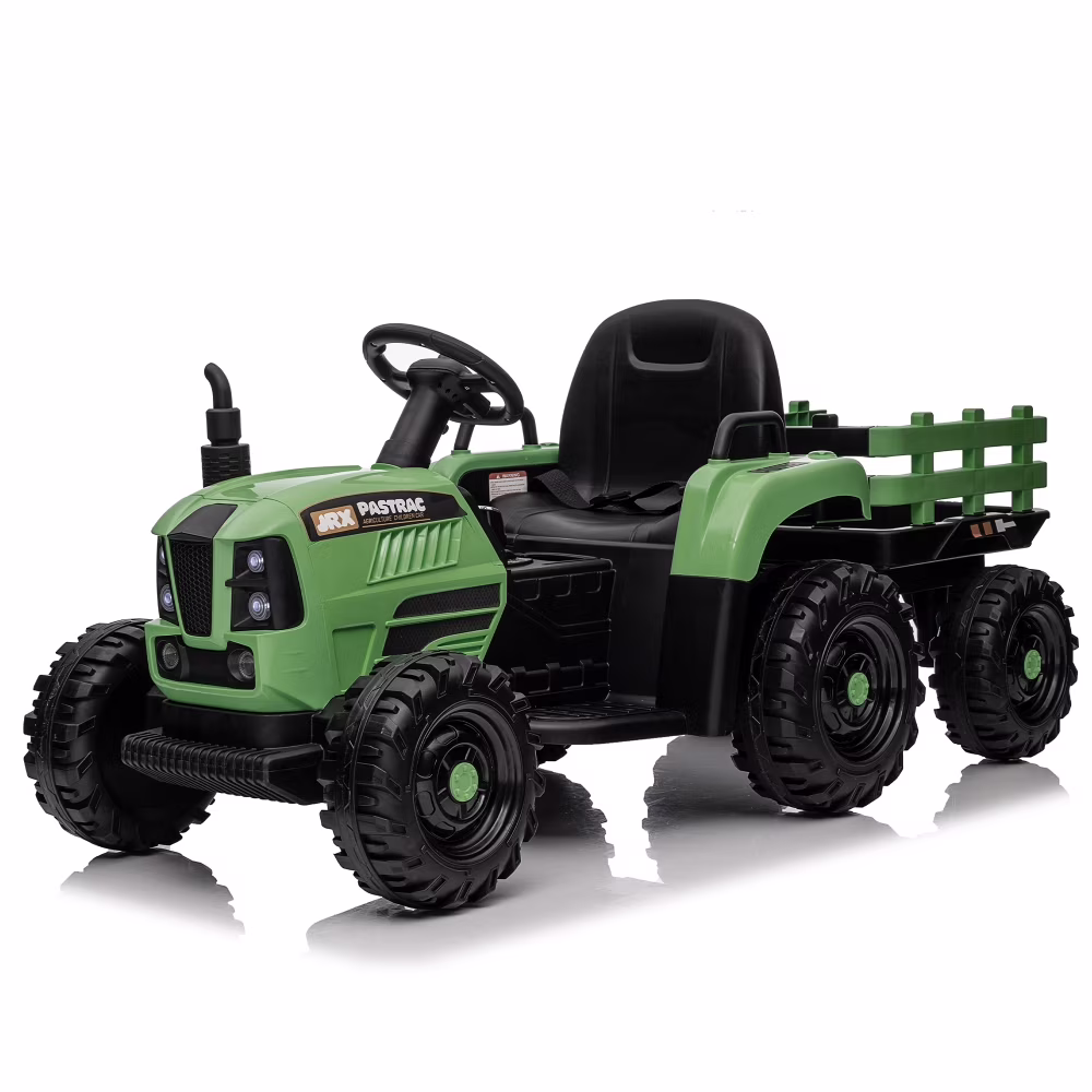 24V 400W Kids Ride On Tractor with Trailer, Electric Tractor Toy with Remote Control & 3 Speed Adjustable, Bluetooth USB LED Lights Ride on Car for 3-8 Years