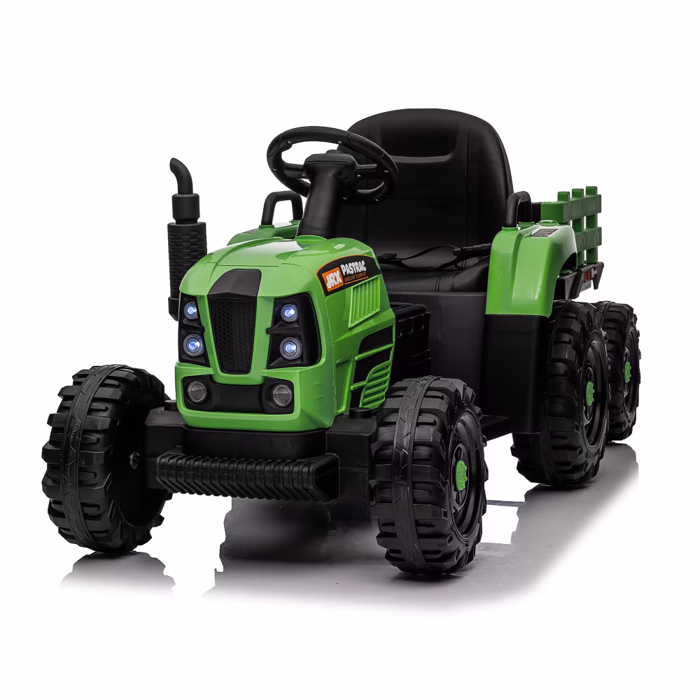 24V 400W Kids Ride On Tractor with Trailer, Electric Tractor Toy with Remote Control & 3 Speed Adjustable, Bluetooth USB LED Lights Ride on Car for 3-8 Years - Image 2