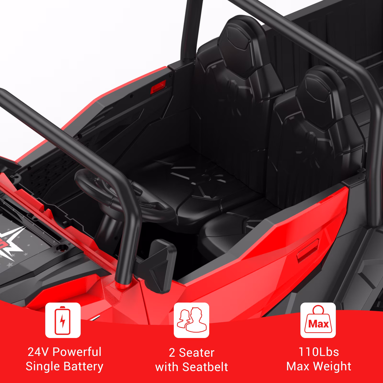 24V 4WD Kids Ride On Dump Truck with Remote Control, 2-Seater Electric Ride On Car with Motorized Dump Bed, Detachable Shovel, Bluetooth Music & LED Lights, All Terrain Toy Vehicle, Ideal Gift for 3+ - Image 5