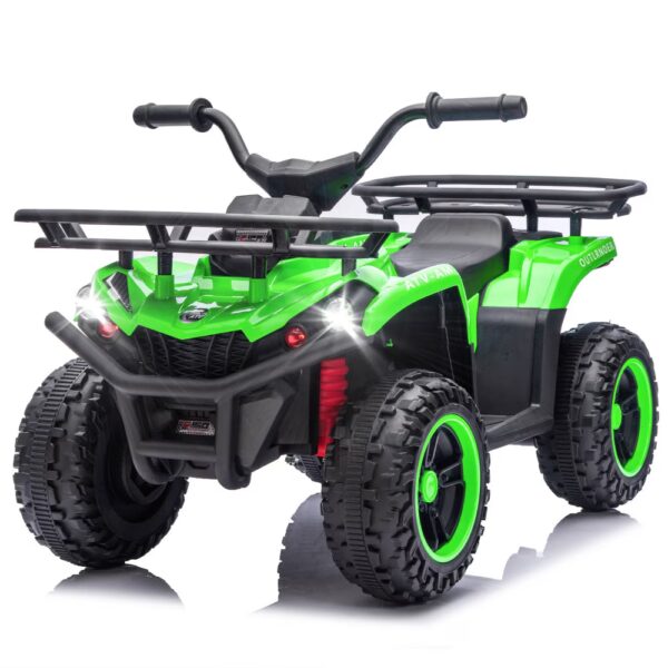 24V 80W Dual Motor Kids Electric ATV, Off-Road Ride-On Car w/ Bluetooth, LED Lights, Anti-Slip Tires, Storage Racks, Power Display, Crash Bars, for Ages 3