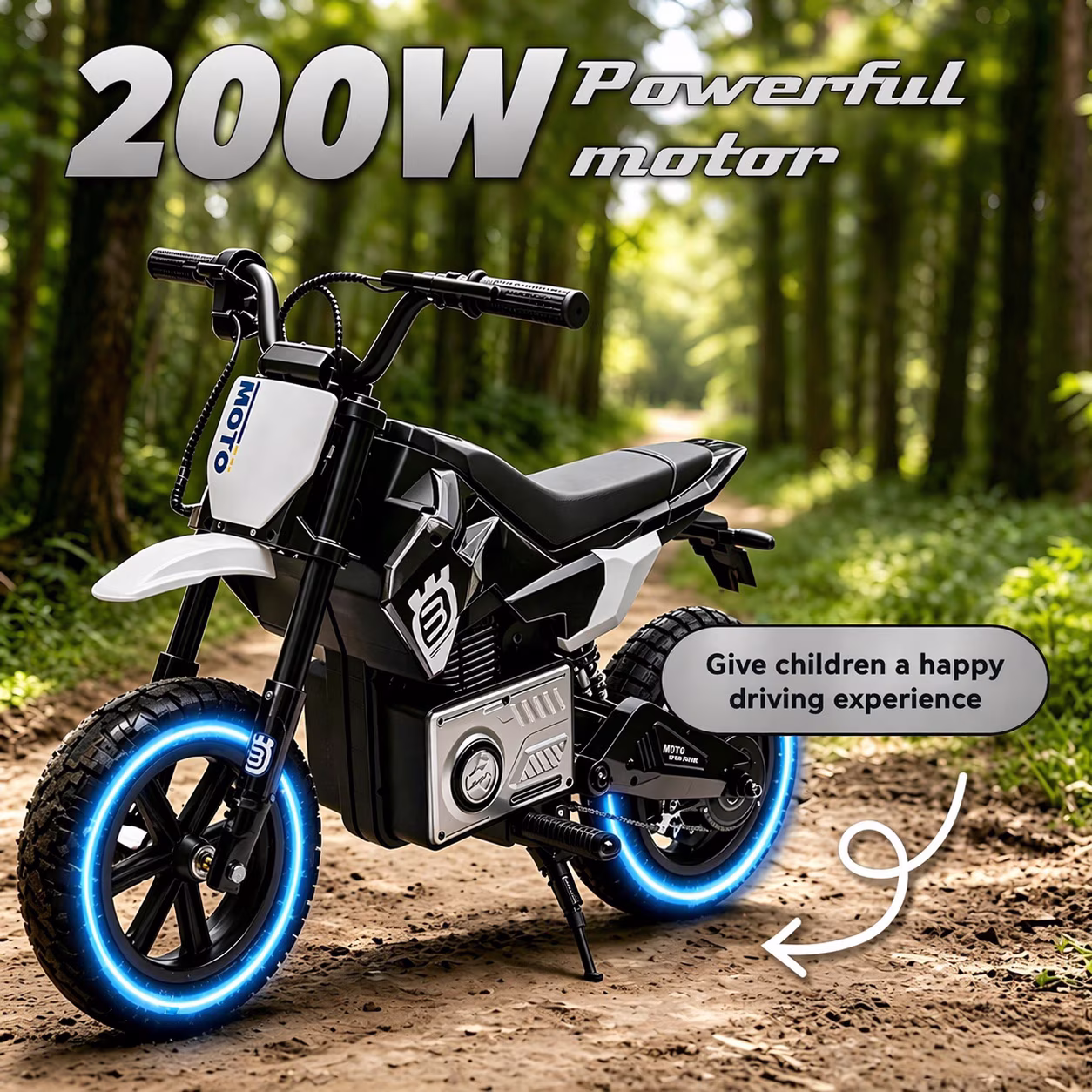 24V Electric Dirt Bike for Kids 5-12, SHINPT Ride On Toys for Kids 5-12, Toddler Motorcycle with 200W Motor, Speeds 3-9MPH, Electric Toy Motorcycle with Rear Shock Absorber, LED Lamp, Music - Image 2
