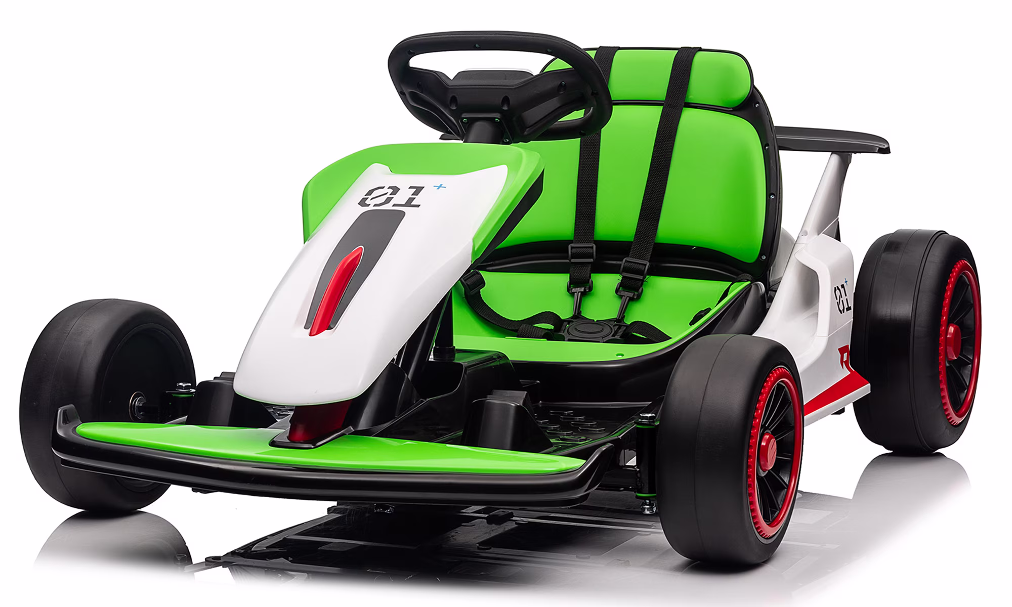 24V Electric Drift Go Kart for Kids, 8.1 MPH High Speed Ride On Car with 2x200W Dual Drive Motors, 360° Drifting Mode, 2 Speed Options, Music & Story Player, Adjustable Bucket Seat, LED Lights