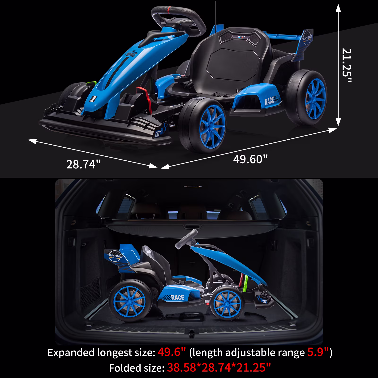 24V Electric Go Kart for Kids, Electric Drift Kart Outdoor Race Car, Ride on Toy Drifting Car with 2x200w Motors, 7.5 Mph Speed, Length Adjustment - Image 3