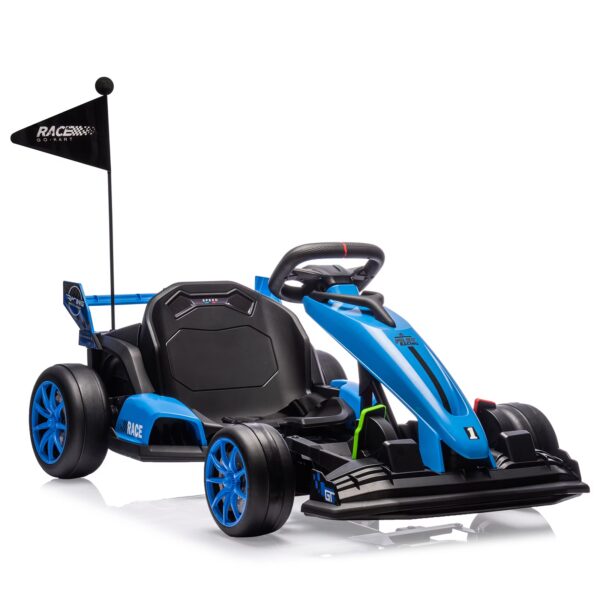24V Electric Go Kart for Kids, Electric Drift Kart Outdoor Race Car, Ride on Toy Drifting Car with 2x200w Motors, 7.5 Mph Speed, Length Adjustment