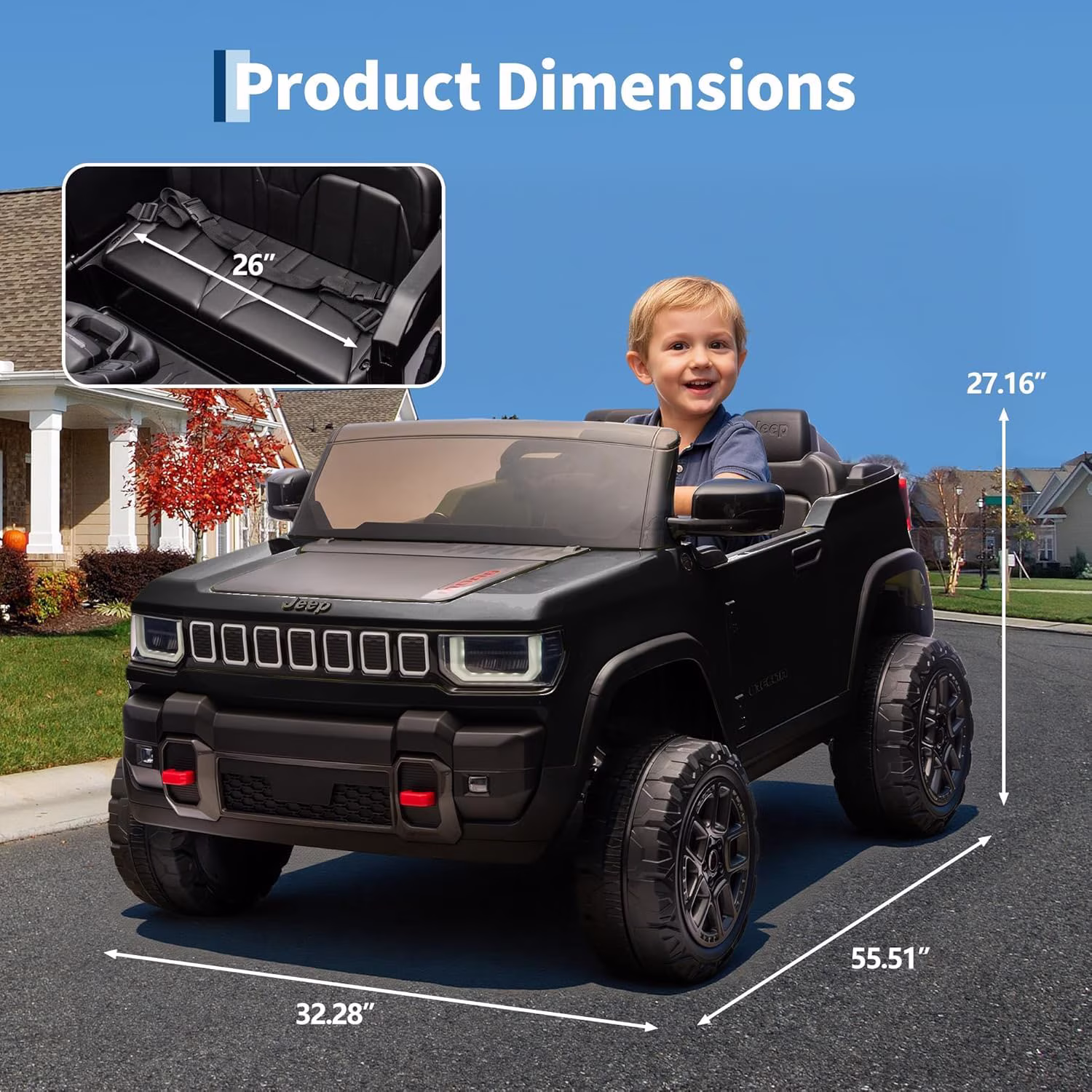 24V Electric Ride-On Car for Kids Ages 3-8 – Battery Powered Toy Vehicle with Parental Remote, 3 Speeds, LED Lights, Wireless Connection Music, Gradual Start - Image 4