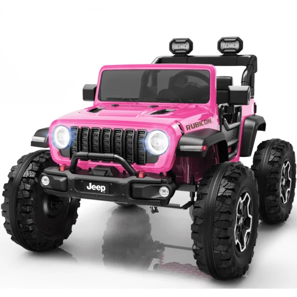 24V Jeep Wrangler Rubicon Ride On Car 2 Seaters for Big Kids, Powered Ride On w/4 Wheels Spring Suspension, Parent Remote Control, LED Lights, Bluetooth, MP3, Ride On Toy for Ages 3