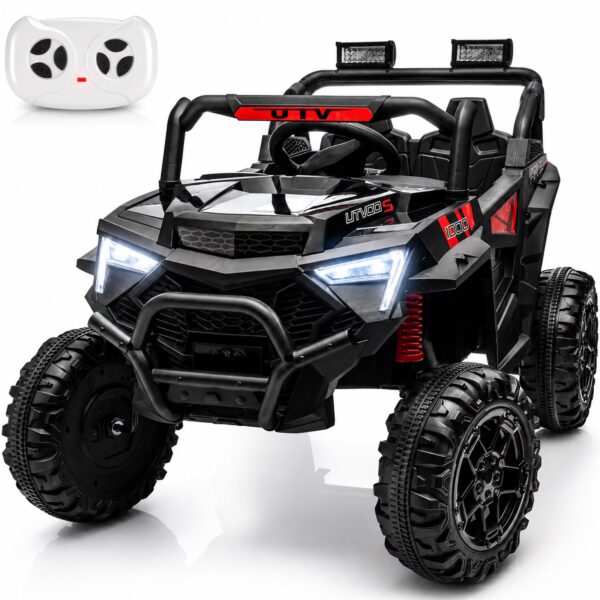 24V Kids Electric Ride on Cars Toy, 400W Power Ride on UTV Toy With Remote Control, Music, Bluetooth, Four Wheel Suspension, LED Lights, Portable Handle, Electric Car for Boys Girls 3+