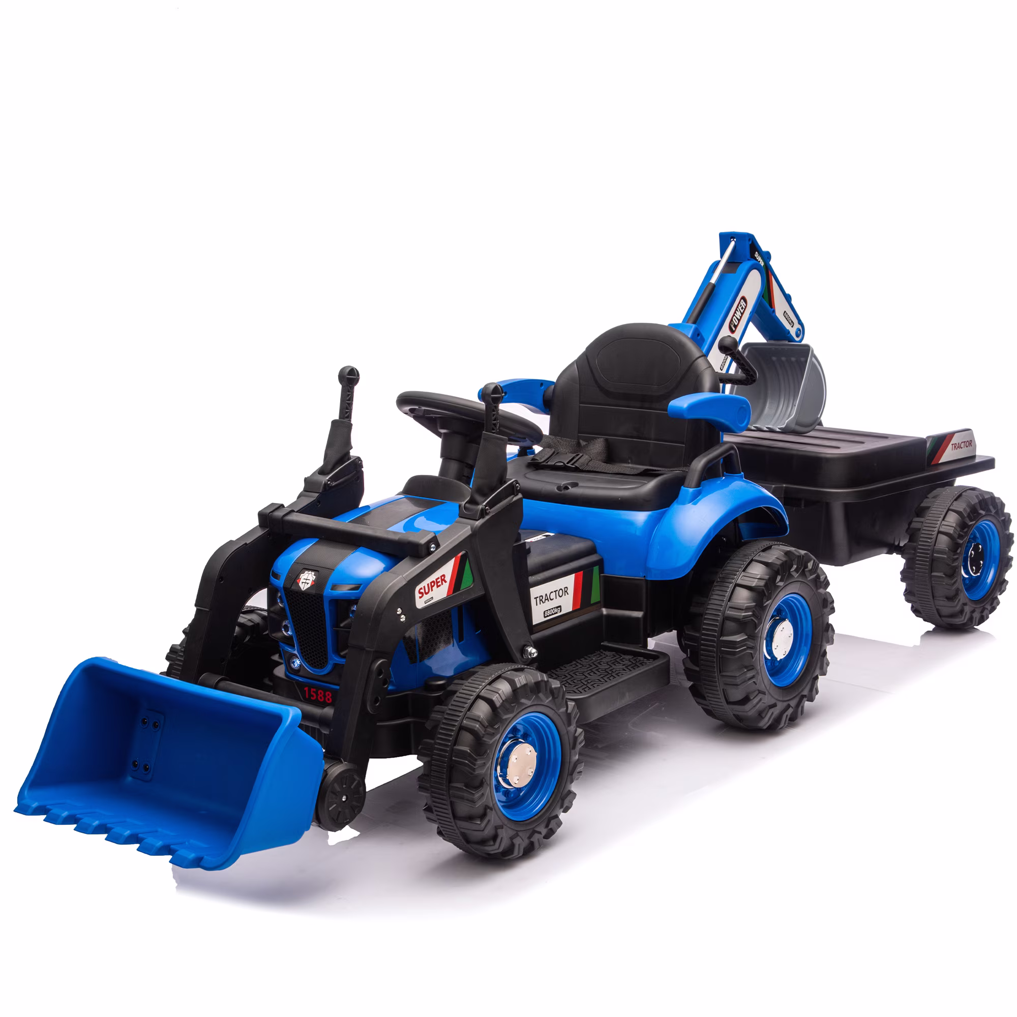 24V Kids Ride-On Electric Tractor Toy with 4-in-1 Construction Attachments (Excavator, Dump Truck & Bulldozer) w/Parent Remote Control,3-Speed Adjustable,Built-in Music Player,LED Tail-light - Image 4