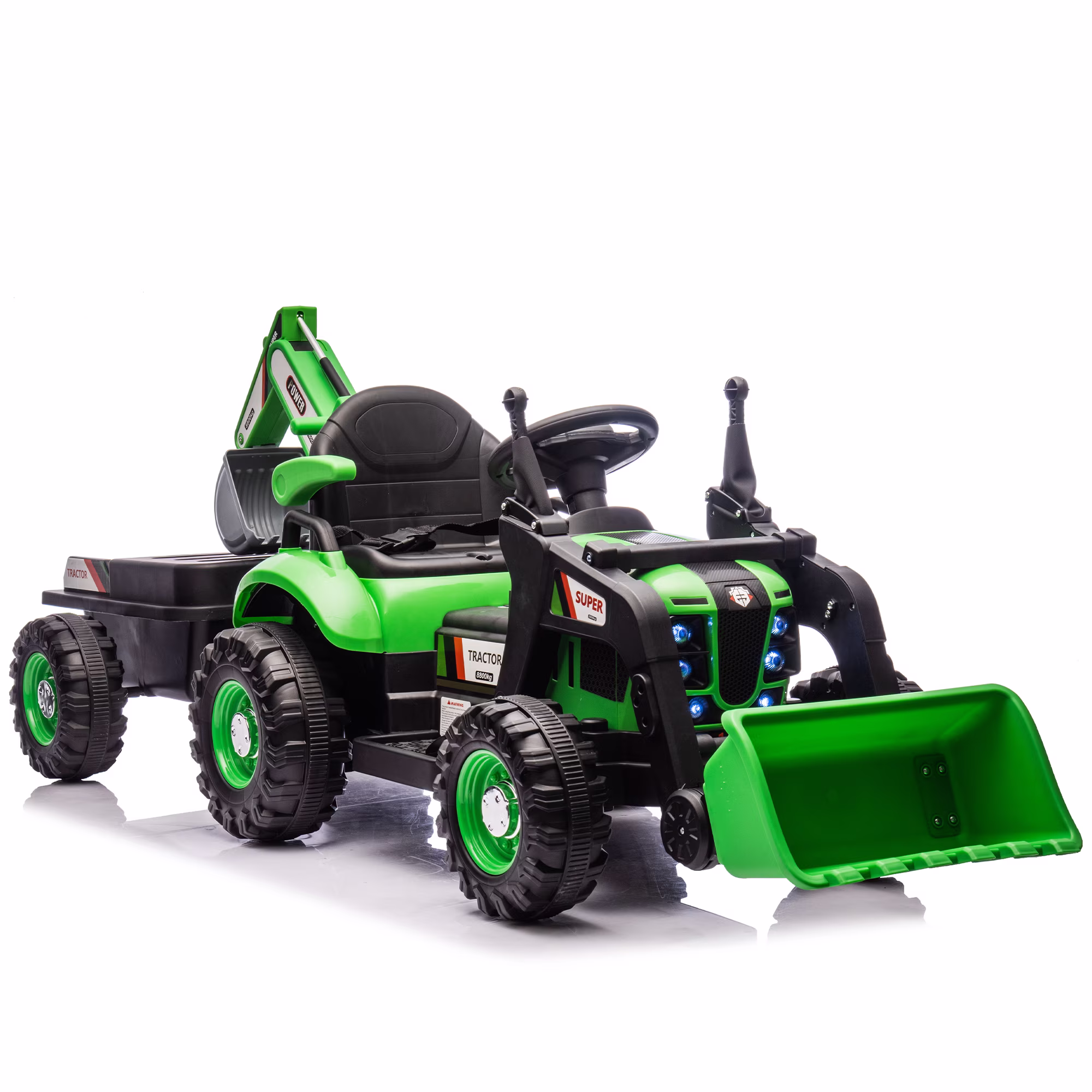 24V Kids Ride-On Electric Tractor Toy with 4-in-1 Construction Attachments (Excavator, Dump Truck & Bulldozer) w/Parent Remote Control,3-Speed Adjustable,Built-in Music Player,LED Tail-light - Image 3