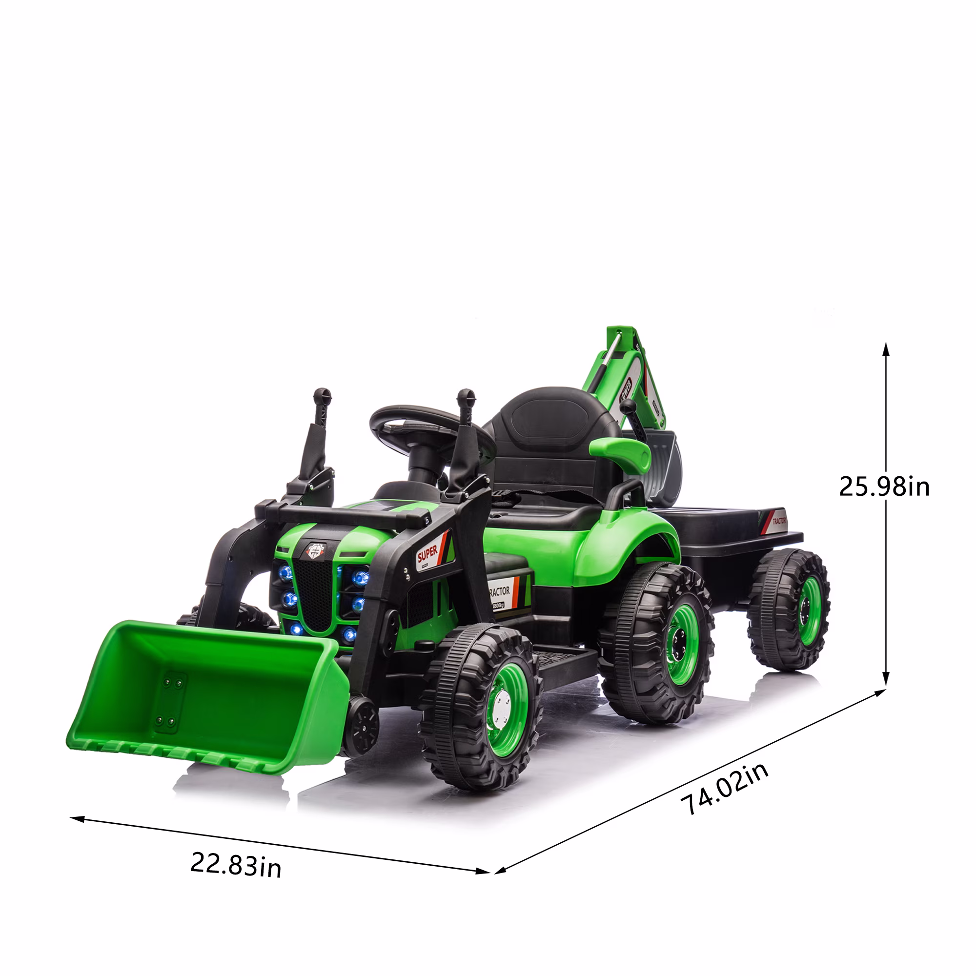 24V Kids Ride-On Electric Tractor Toy with 4-in-1 Construction Attachments (Excavator, Dump Truck & Bulldozer) w/Parent Remote Control,3-Speed Adjustable,Built-in Music Player,LED Tail-light - Image 5