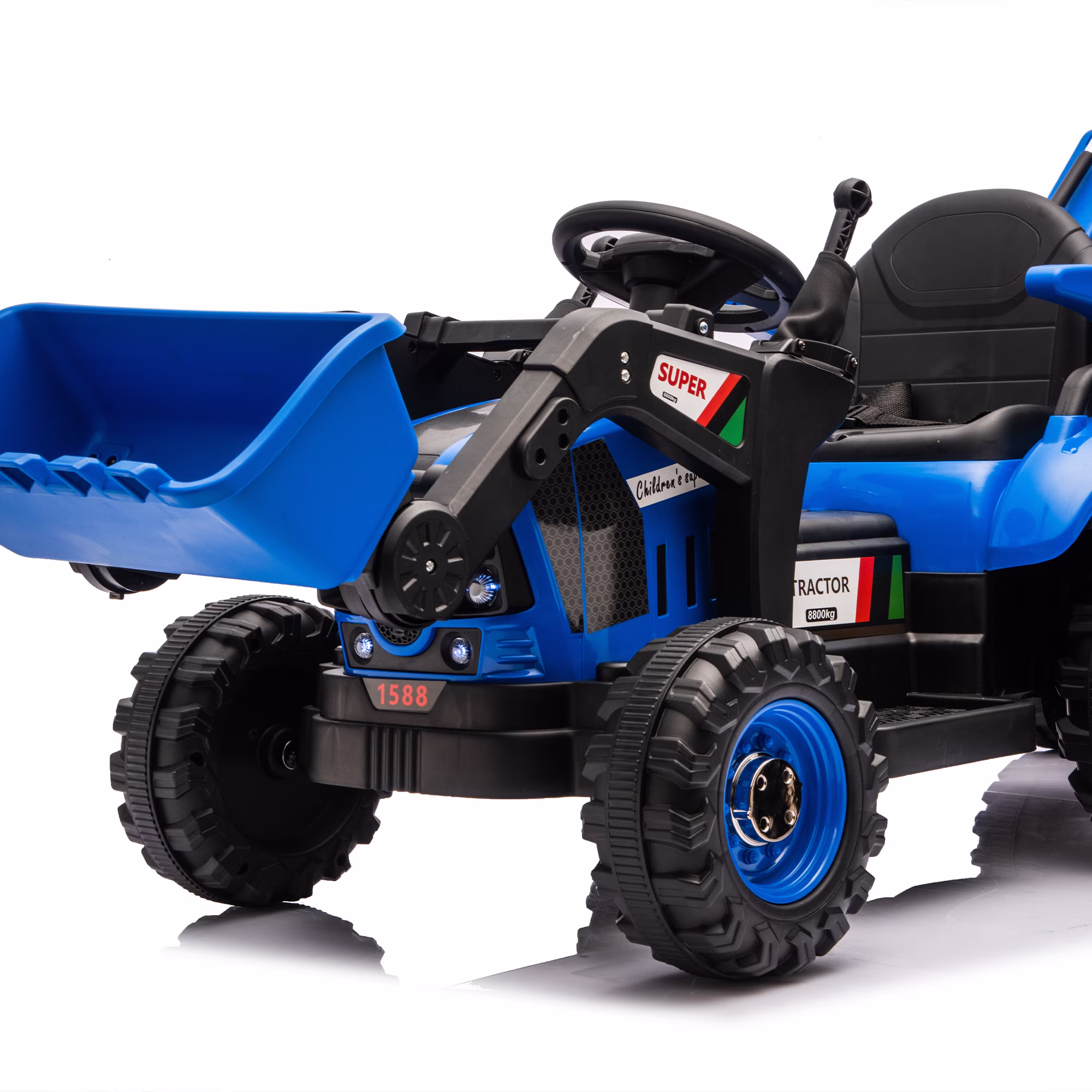 24V Kids Ride-On Electric Tractor Toy with 4-in-1 Construction Attachments (Excavator, Dump Truck & Bulldozer) w/Parent Remote Control,3-Speed Adjustable,Built-in Music Player,LED Tail-light - Image 5