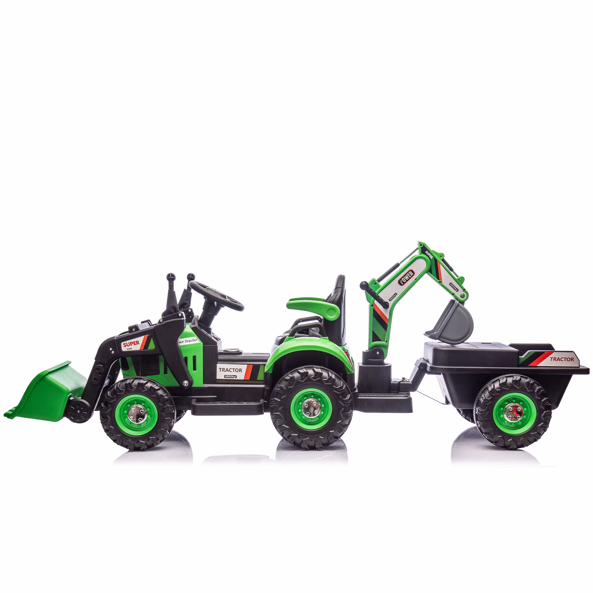 24V Kids Ride-On Electric Tractor Toy with 4-in-1 Construction Attachments (Excavator, Dump Truck & Bulldozer) w/Parent Remote Control,3-Speed Adjustable,Built-in Music Player,LED Tail-light - Image 2