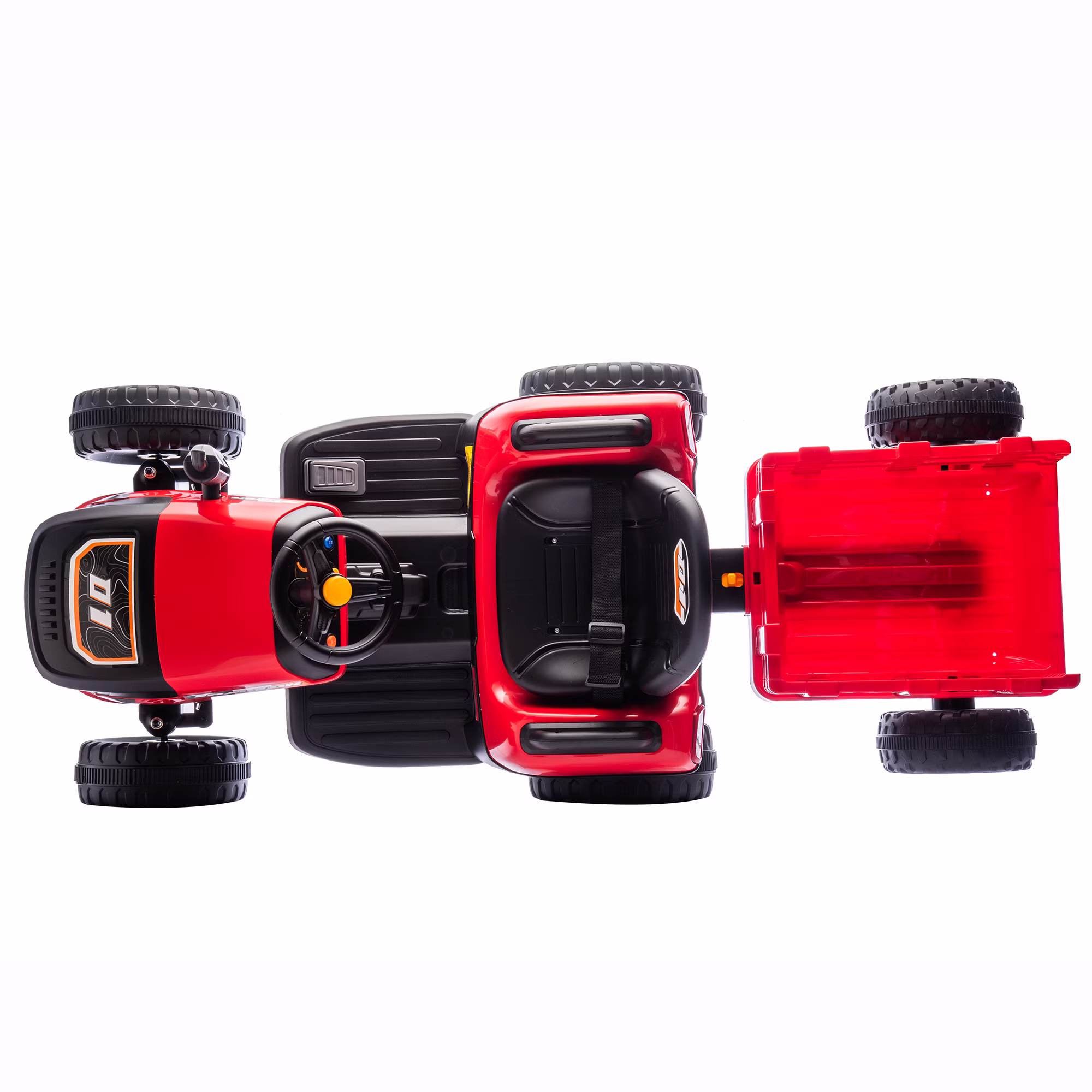 24V Kids Ride on Tractor with Remote Control, Dual Motors Electric Battery Powered Motorized Vehicle w/ Trailer, Bluetooth Music, Outdoor Toys, Red - Image 2