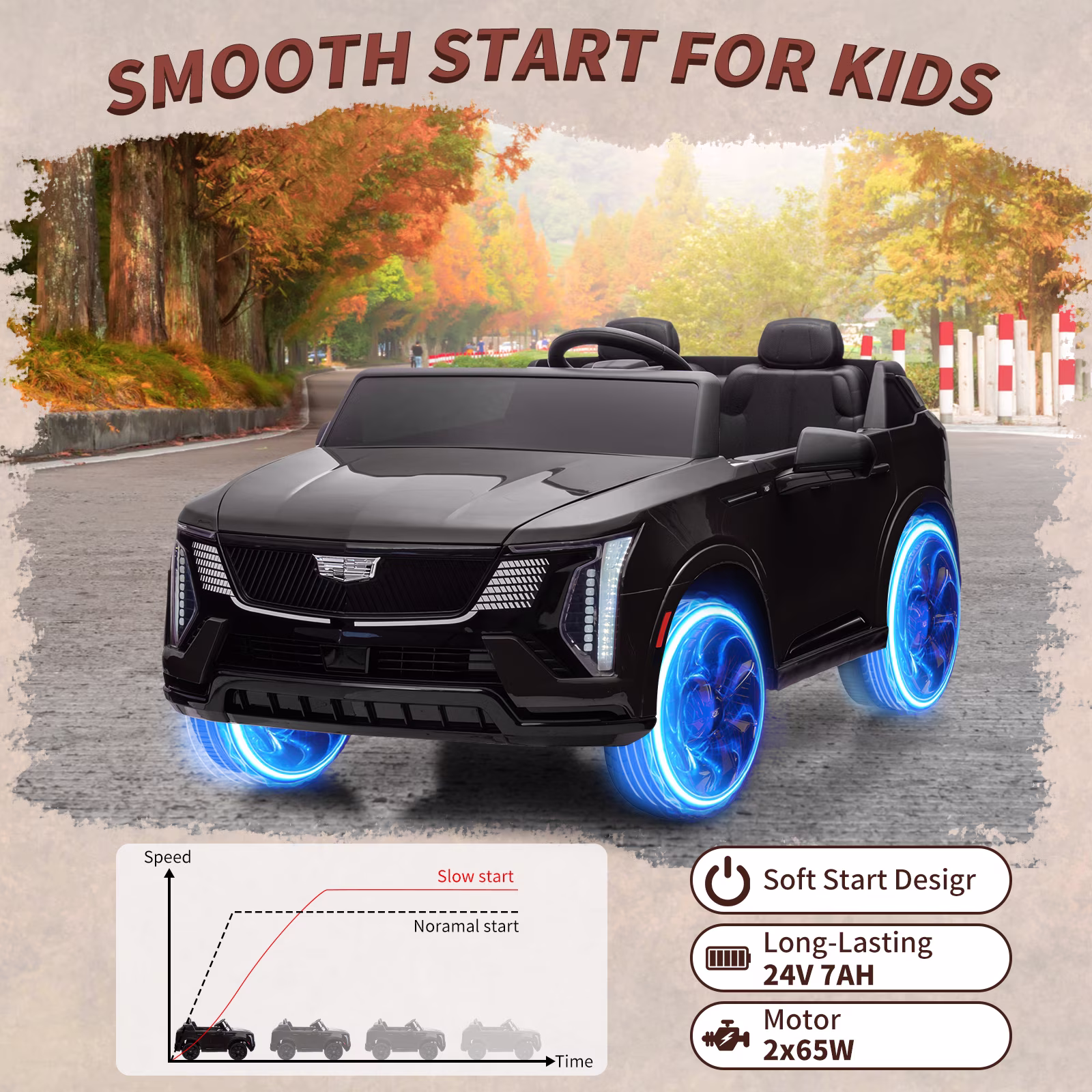 24V Licensed luxury car 2-Seater Electric Ride-On Car for Kids – Battery Powered – Parental Remote Control – 4-Wheel Suspension – Smooth Start – LED Lights – MP3 Music – Gift for Boys & Girls –Black - Image 5