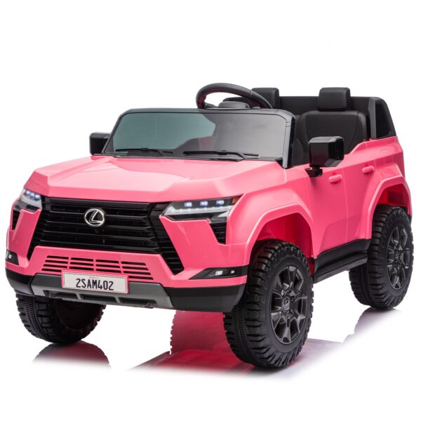 24V Powered Ride on Toys, Lexus GX550 2 Seater Ride on Cars with Remote Control, 4 Wheel Suspension, LED lights, Bluetooth/MP3 Music, Electric Car for Kids Aged 3-6, Pink