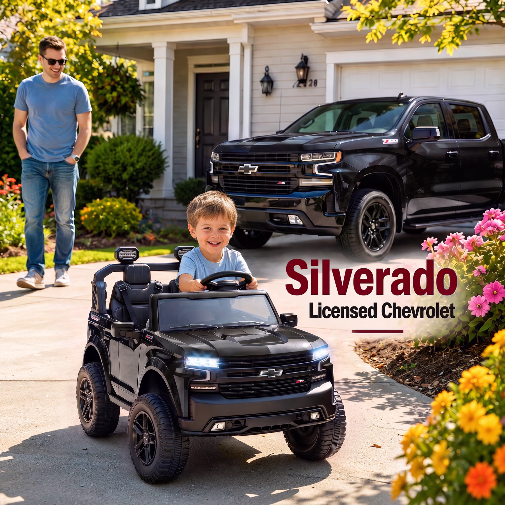 24V Ride on Toy for Kids, Licensed Chevrolet 2 Seat Powered Ride on Car with Remote Control, 4 Wheels Spring Suspension, Bluetooth, LED Lights, Kids Electric Car for Age 3+, Black - Image 5