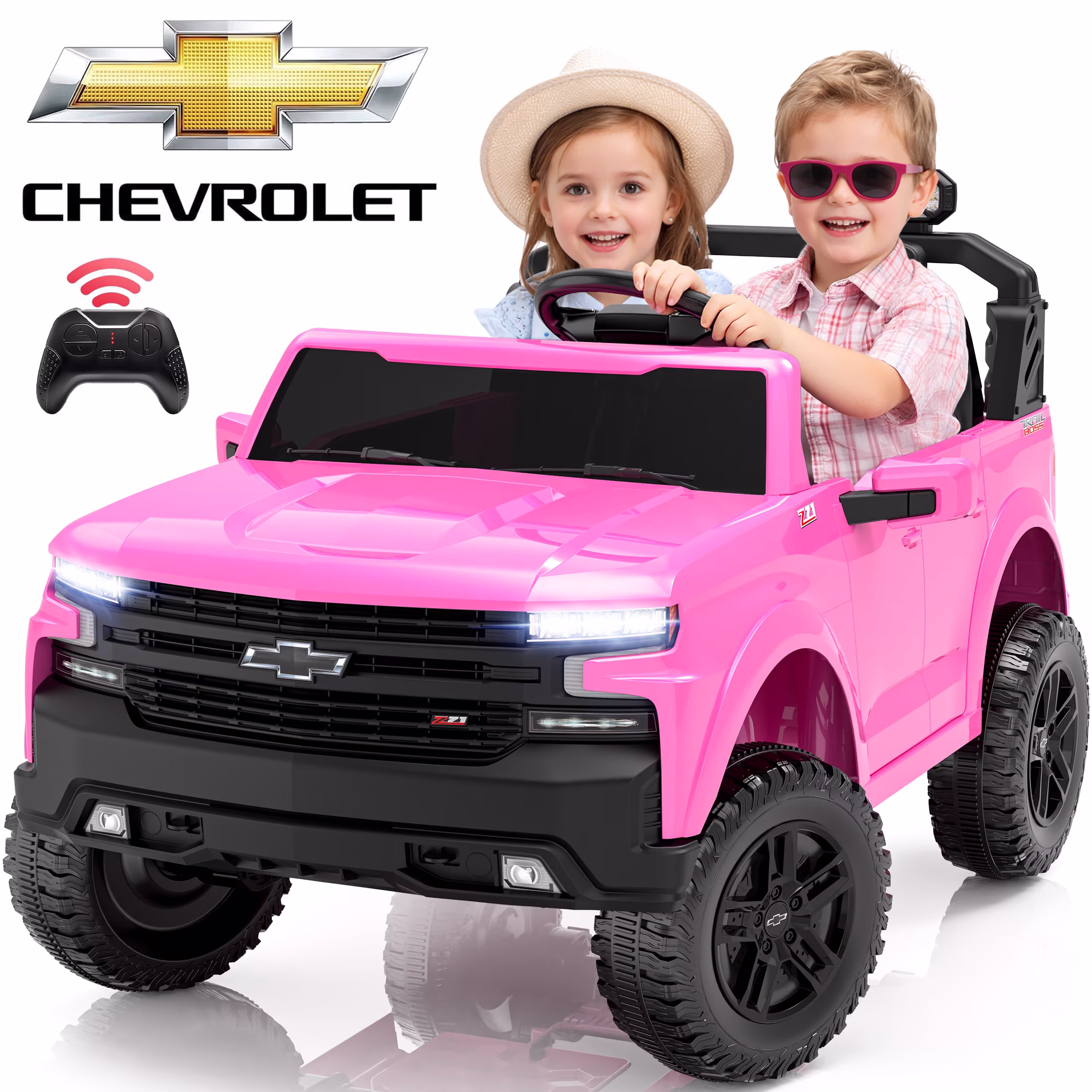 24V Ride on Toys, Chevrolet Silverado 2 Seater Ride on Cars with Remote Control, Battery Powered Kids Electric Cars with 4 Wheel Suspension, LED Lights, Bluetooth Music - Image 3