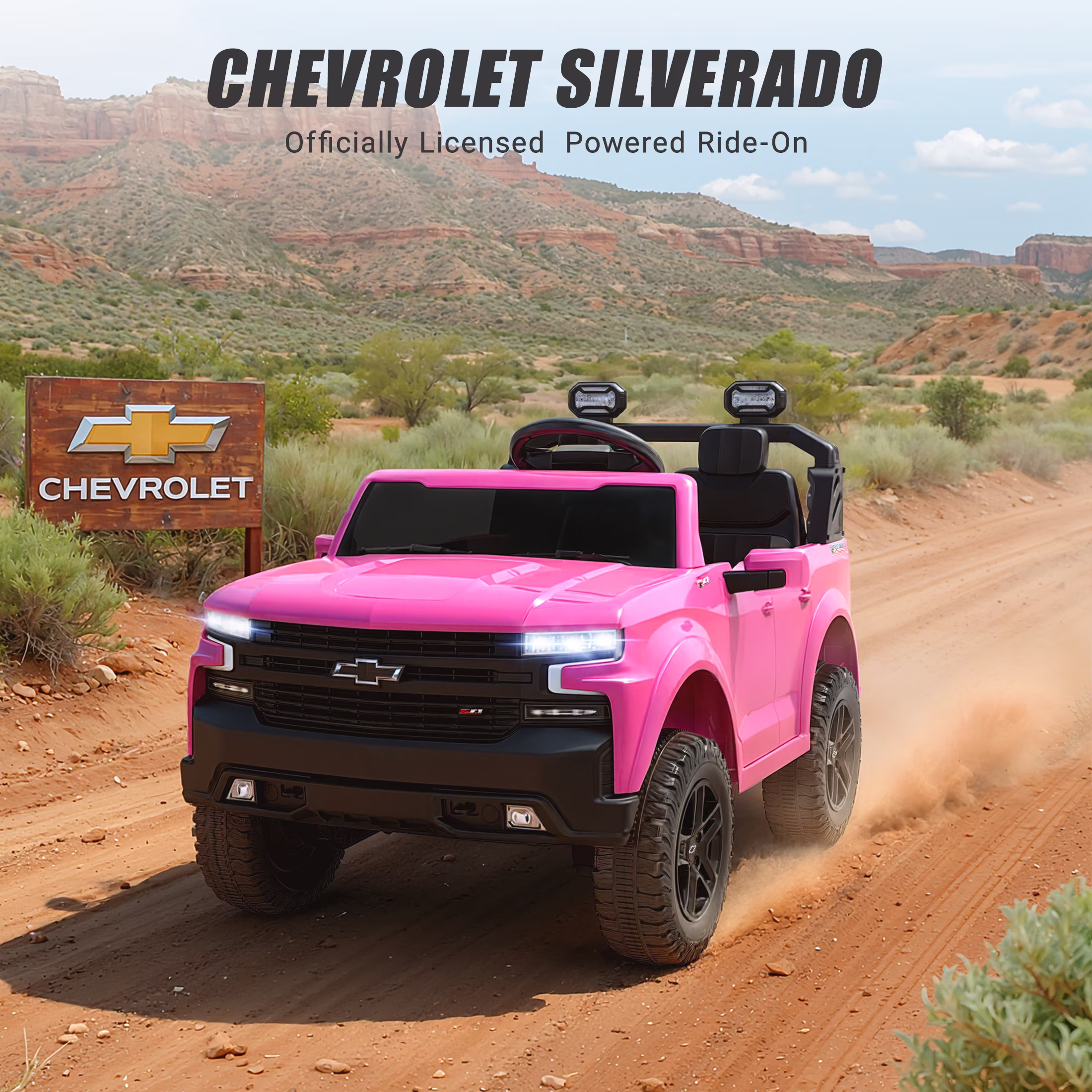 24V Ride on Toys, Chevrolet Silverado 2 Seater Ride on Cars with Remote Control, Battery Powered Kids Electric Cars with 4 Wheel Suspension, LED Lights, Bluetooth Music - Image 4