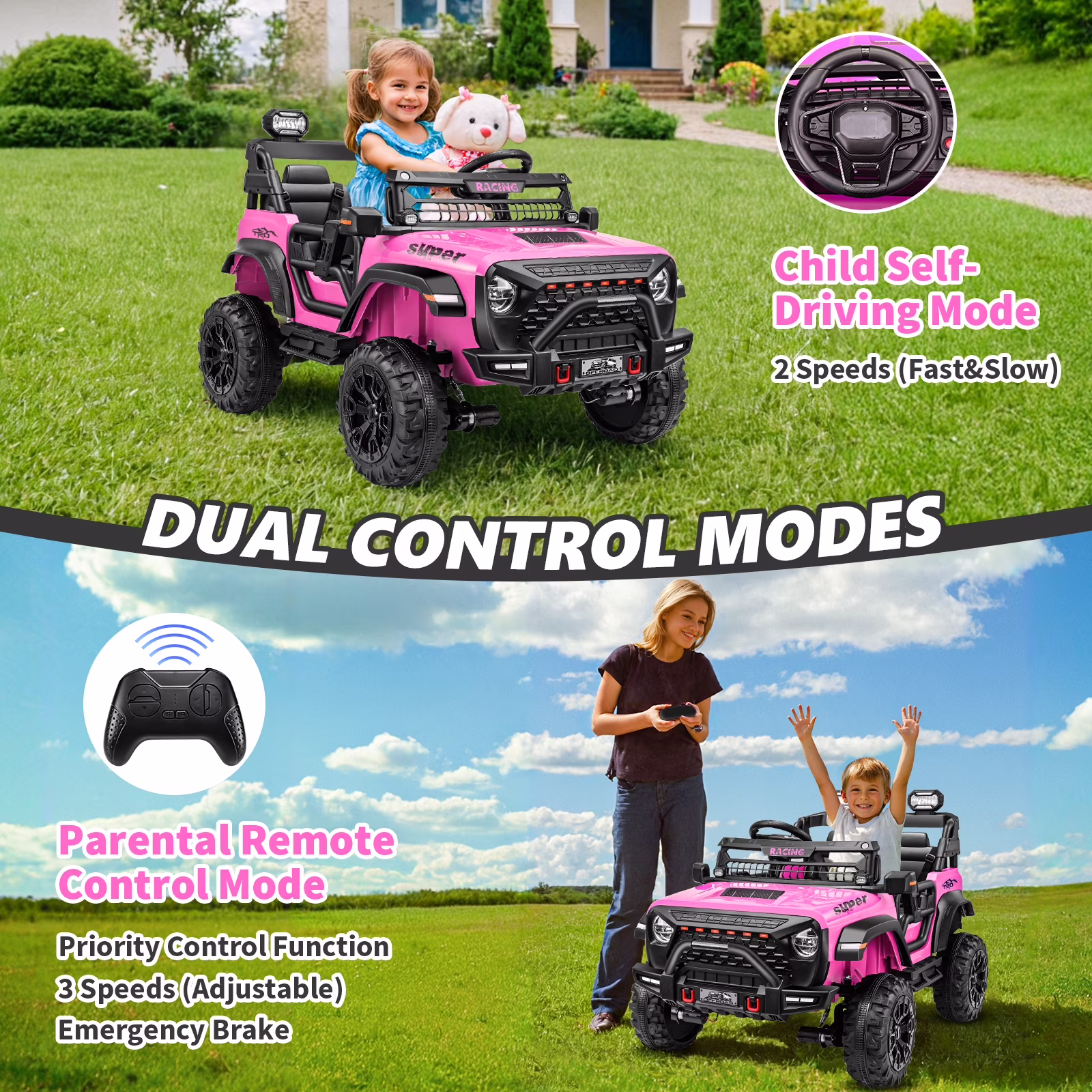 24V Ride on Toys for Kids Age 3-8, VIBESPARK 9AH 4*100W Power Truck Wheels w/ Bluetooth, 5MPH - Image 5