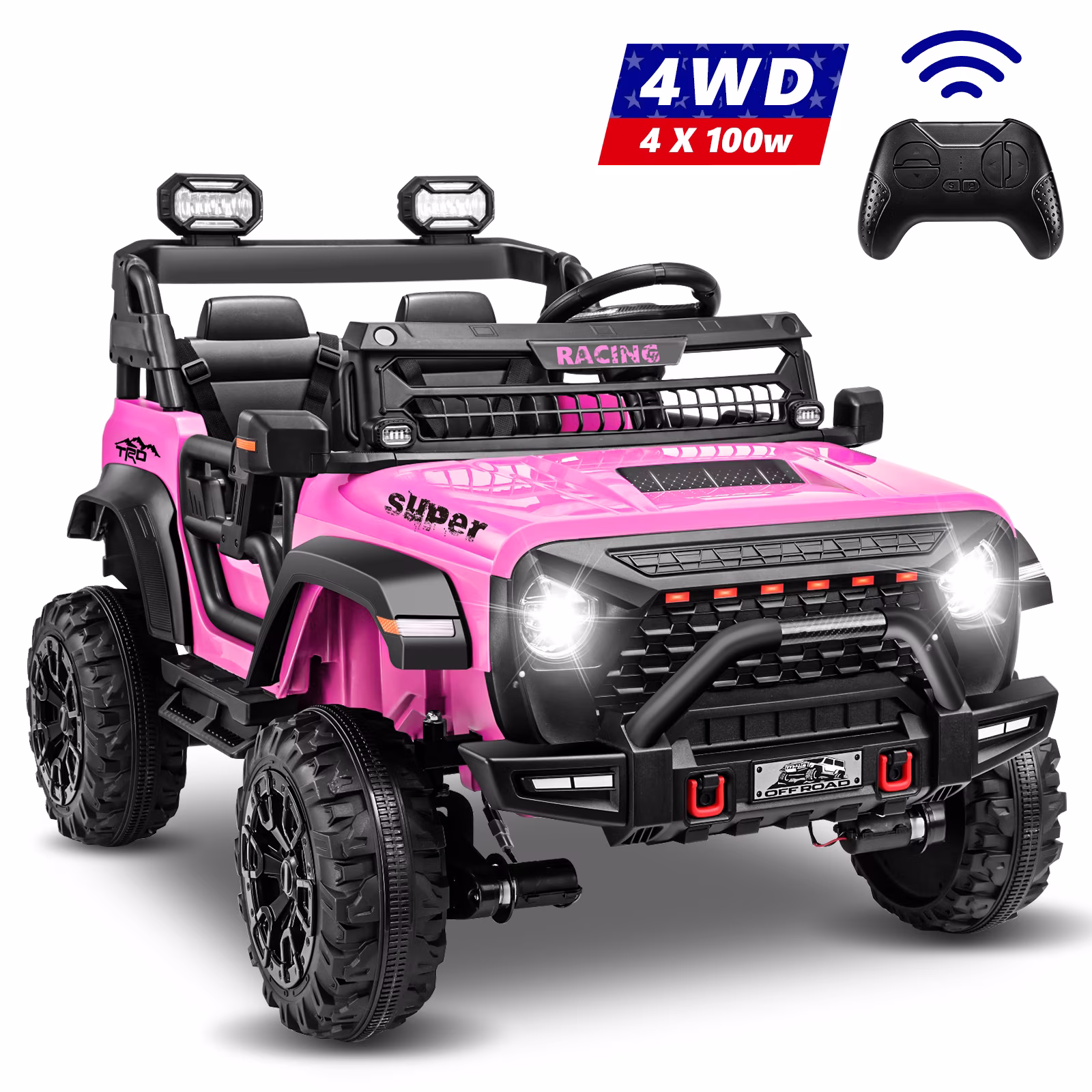 24V Ride on Toys for Kids Age 3-8, VIBESPARK 9AH 4*100W Power Truck Wheels w/ Bluetooth, 5MPH