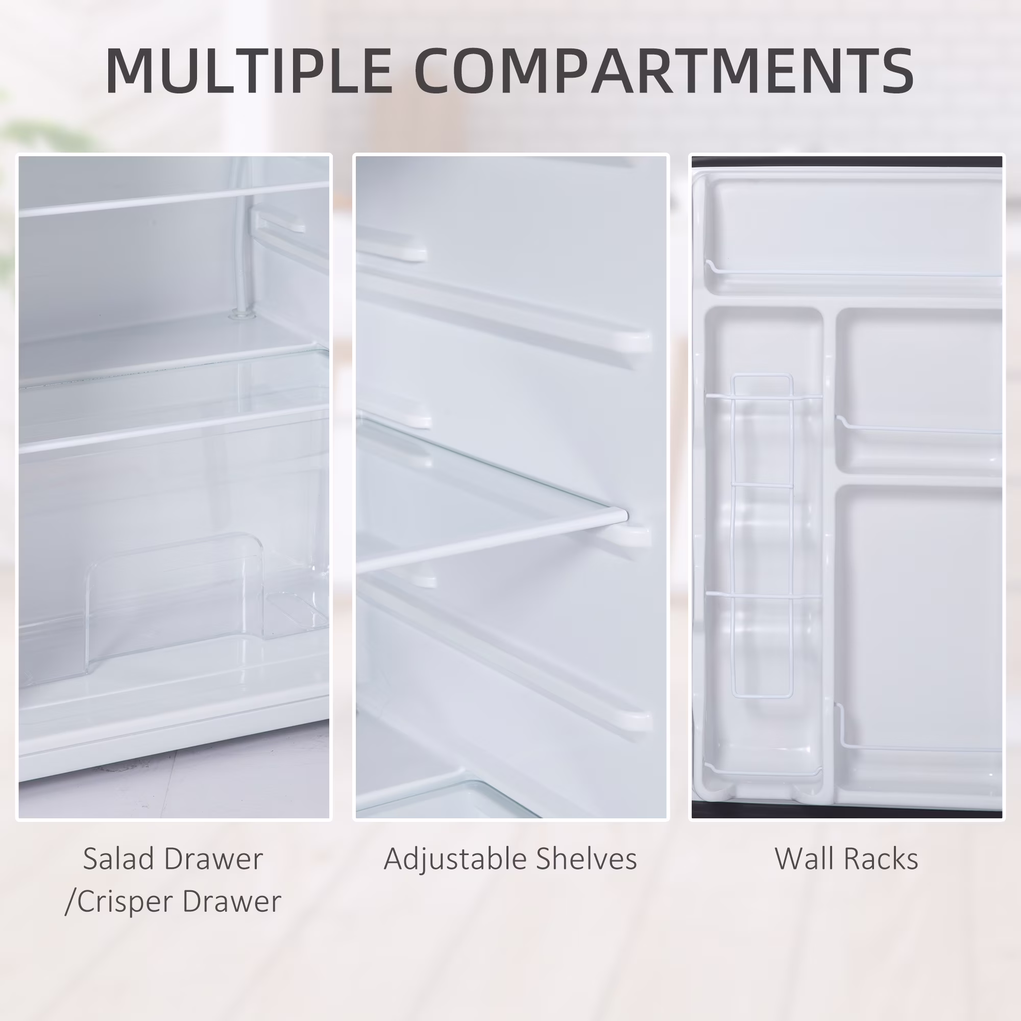 3.2 Cu.Ft Mini Fridge with Freezer, Compact Refrigerator, Silver - Image 2