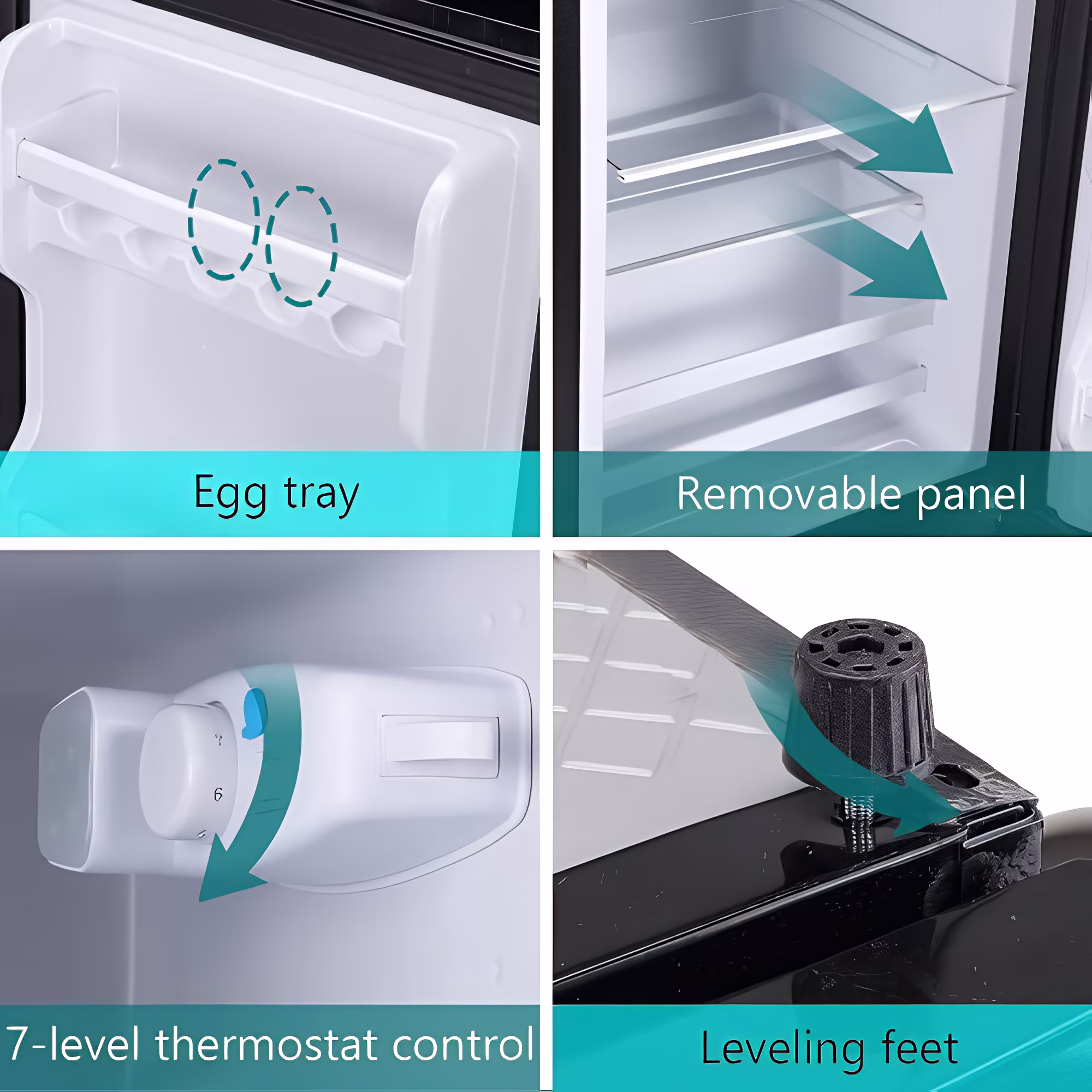 3.5 Cu.Ft Compact Refrigerator with Freezer, 2-Door Mini Fridge with 7-Level Adjustable Thermostat, Removable Glass Shelves for Kitchen Dorm Apartment Office - Image 5