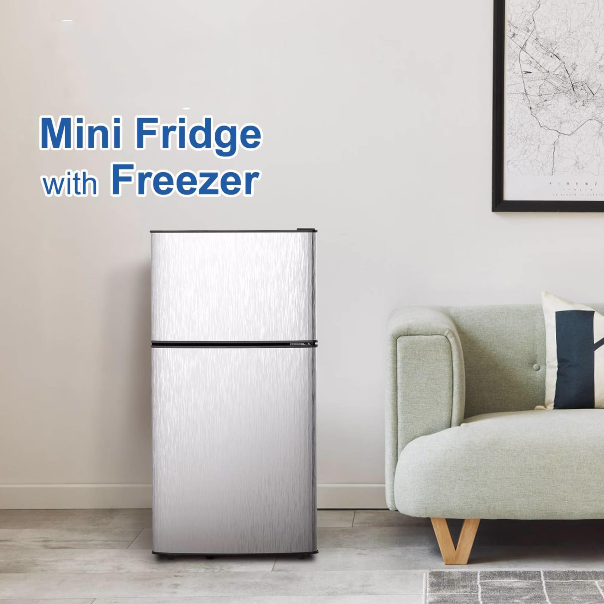 3.5 Cu.Ft Mini Fridge Freezer, 2 Door Small Refrigerator, 7 Level Adjustable Thermostat Freezer Fridge for Living Room, Kitchen and Apartment, Sivelr - Image 3