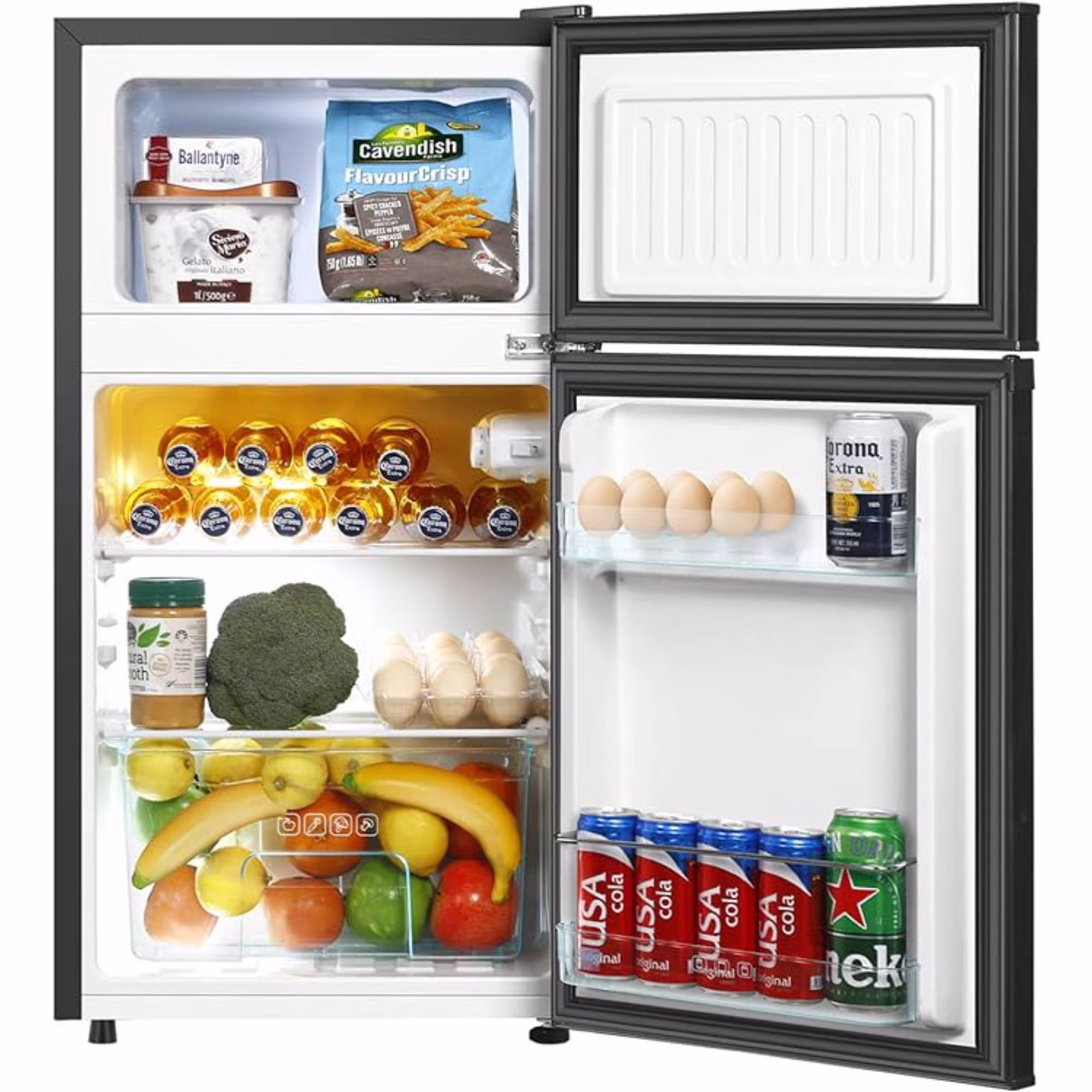 3.5 Cu.Ft Mini Fridge with Freezer Dual Door Fridge with 7 Level Adjustable Thermostat Refrigerator for Dorm, Office, Kitchen, Black - Image 2