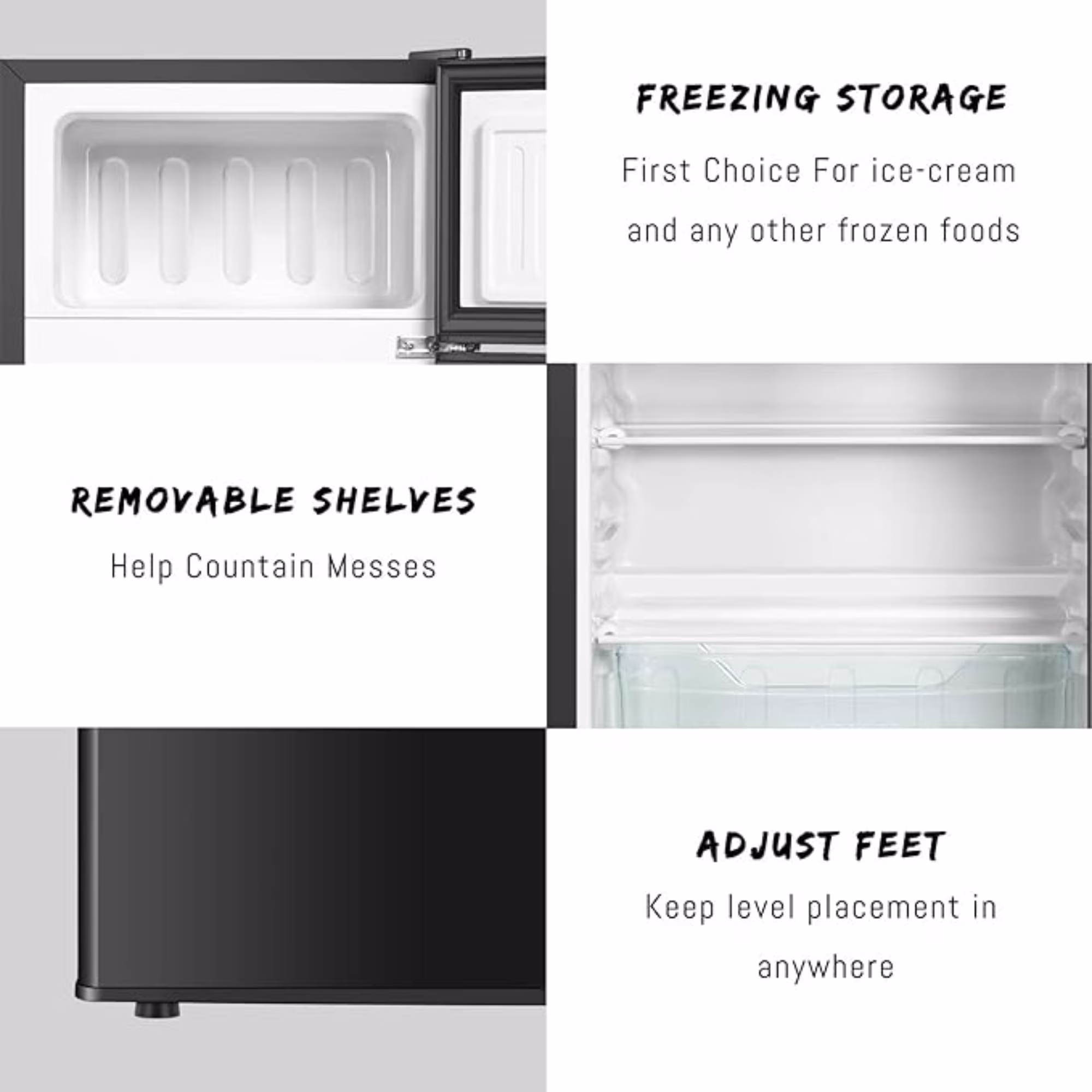 3.5 Cu.Ft Mini Fridge with Freezer Dual Door Fridge with 7 Level Adjustable Thermostat Refrigerator for Dorm, Office, Kitchen, Black - Image 5