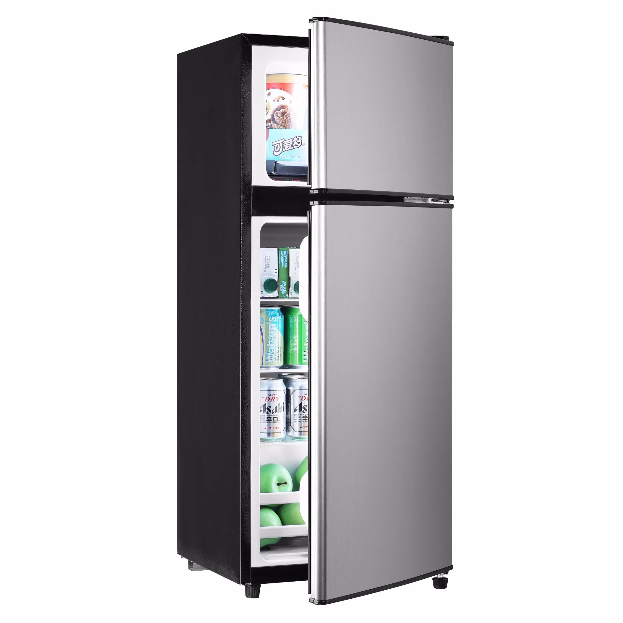 3.8 Cu.Ft Mini Fridge Freezer, 2 Door Small Refrigerator, 7 Level Adjustable Thermostat Freezer Fridge for Living Room, Kitchen and Apartment, Silver - Image 2