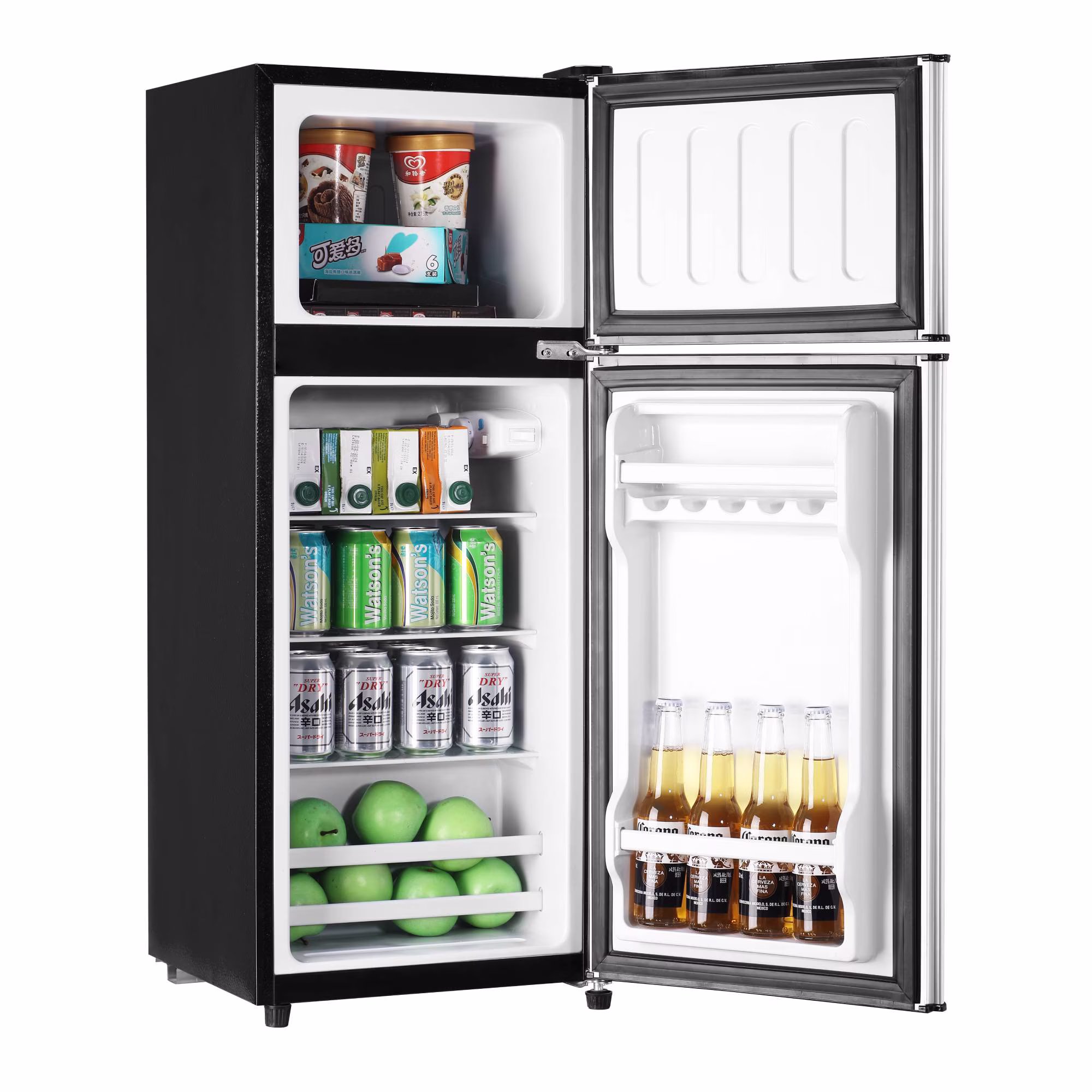 3.8 Cu.Ft Mini Fridge Freezer, 2 Door Small Refrigerator, 7 Level Adjustable Thermostat Freezer Fridge for Living Room, Kitchen and Apartment, Silver