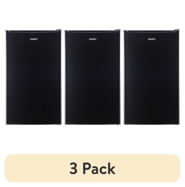 (3 pack) Galanz 3.3 Cu Ft Compact Refrigerator, Black One Door Mini Fridge, Energy Star for Apartment, Dorm, Office, Bedroom