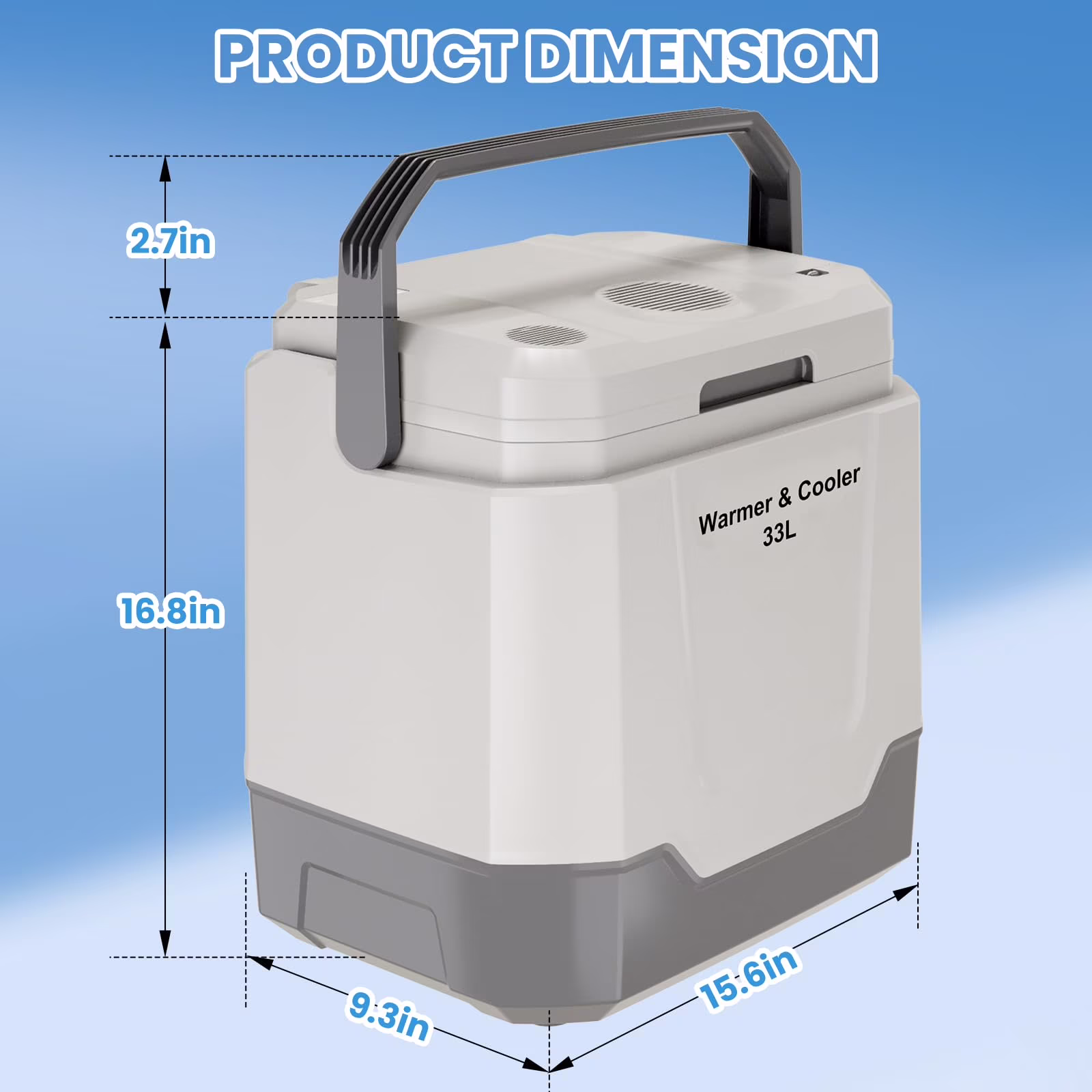 35 QT (33 L) Electric Cooler & Warmer, Portable Car Refrigerator With Automatic Locking Handle, 12V Car Cooler for Vehicle & Trucks, 110V AC Home Power Cord, Plug In Coolers, Grey - Image 2