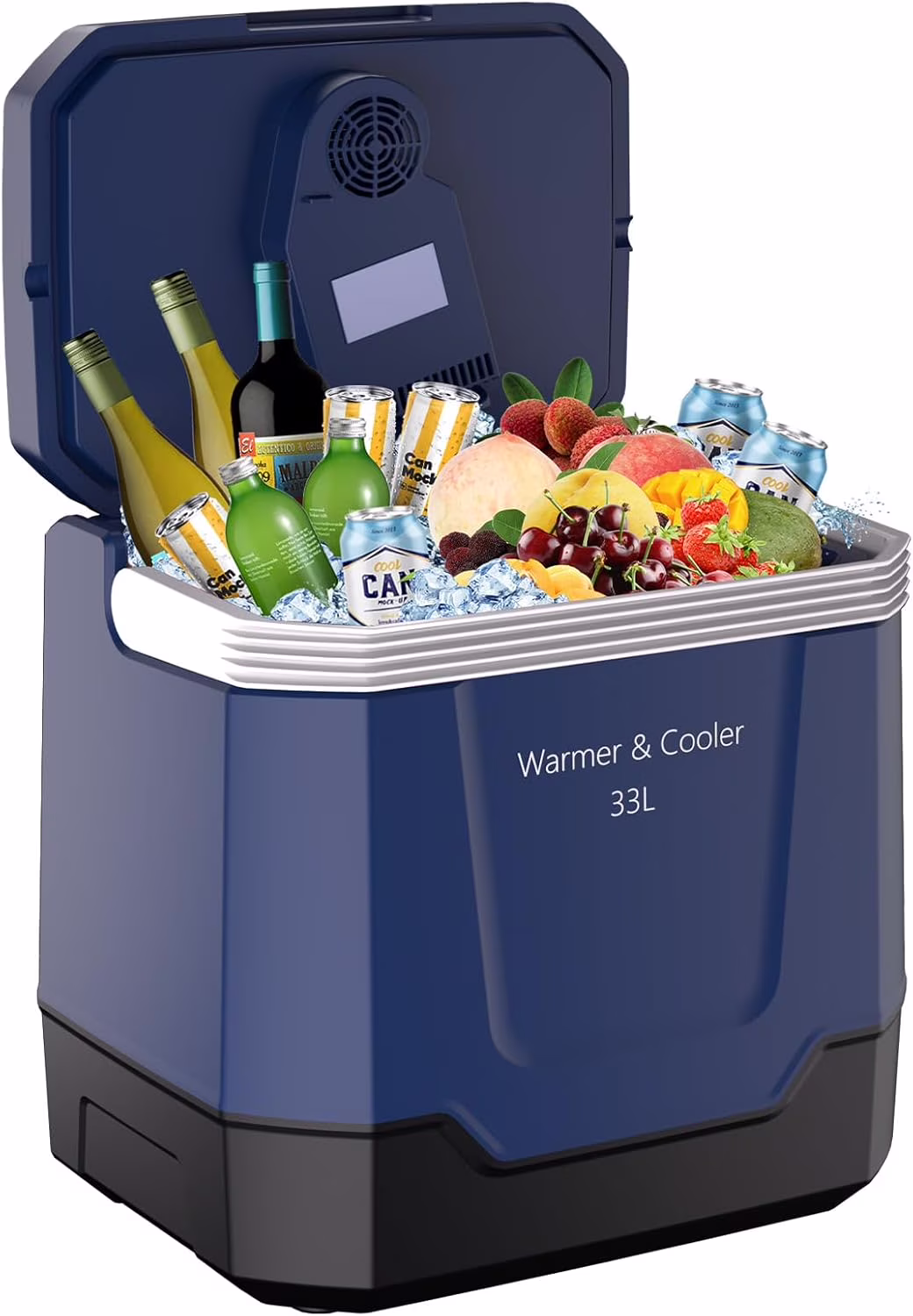 35 Quart (33 L) Electric Cooler & Warmer, Portable Car Refrigerator With Automatic Locking Handle, 12V Car Cooler for Vehicle & 110V AC Home Power Cord, Plug In Coolers