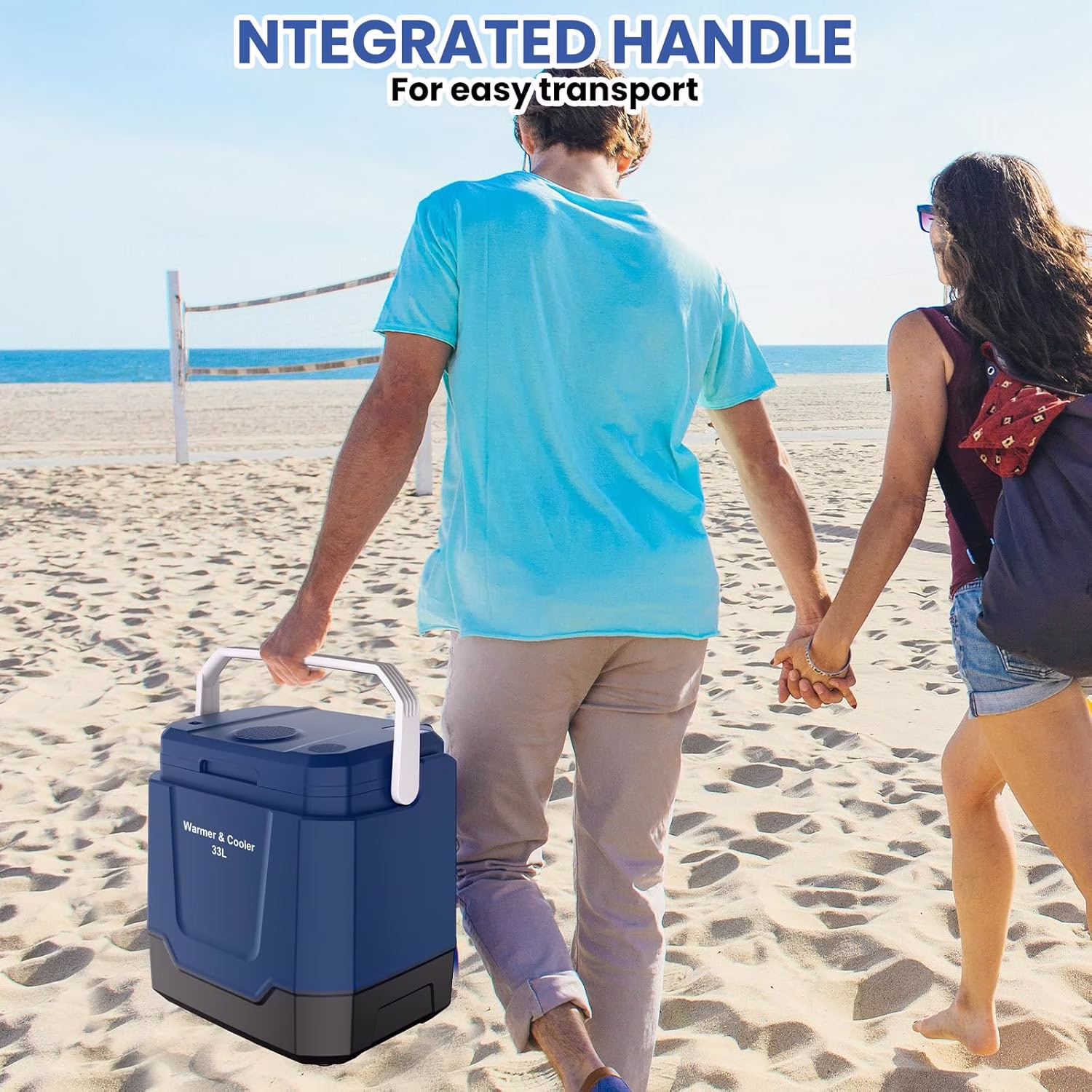 35 Quart (33L) Portable Electric Cooler & Warmer, Thermoelectric Car Refrigerator with Automatic Locking Handle, Hot & Cold Modes, LED Light - Image 5