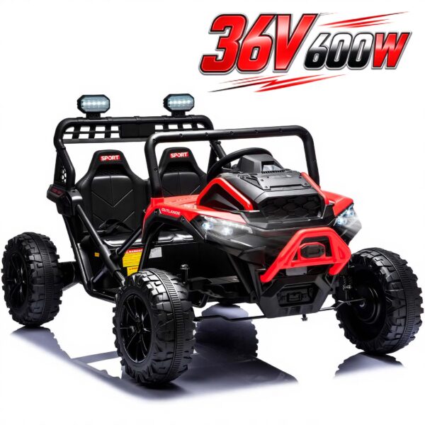 36 Volt UTV Ride on Toys for Big Kids, 2 Seater 600W Kids Dirt Bike, 4-8 MPH Speed, Metal Frame, Bluetooth Music, Four Wheeler Carros Eléctricos Para Niños (Red)