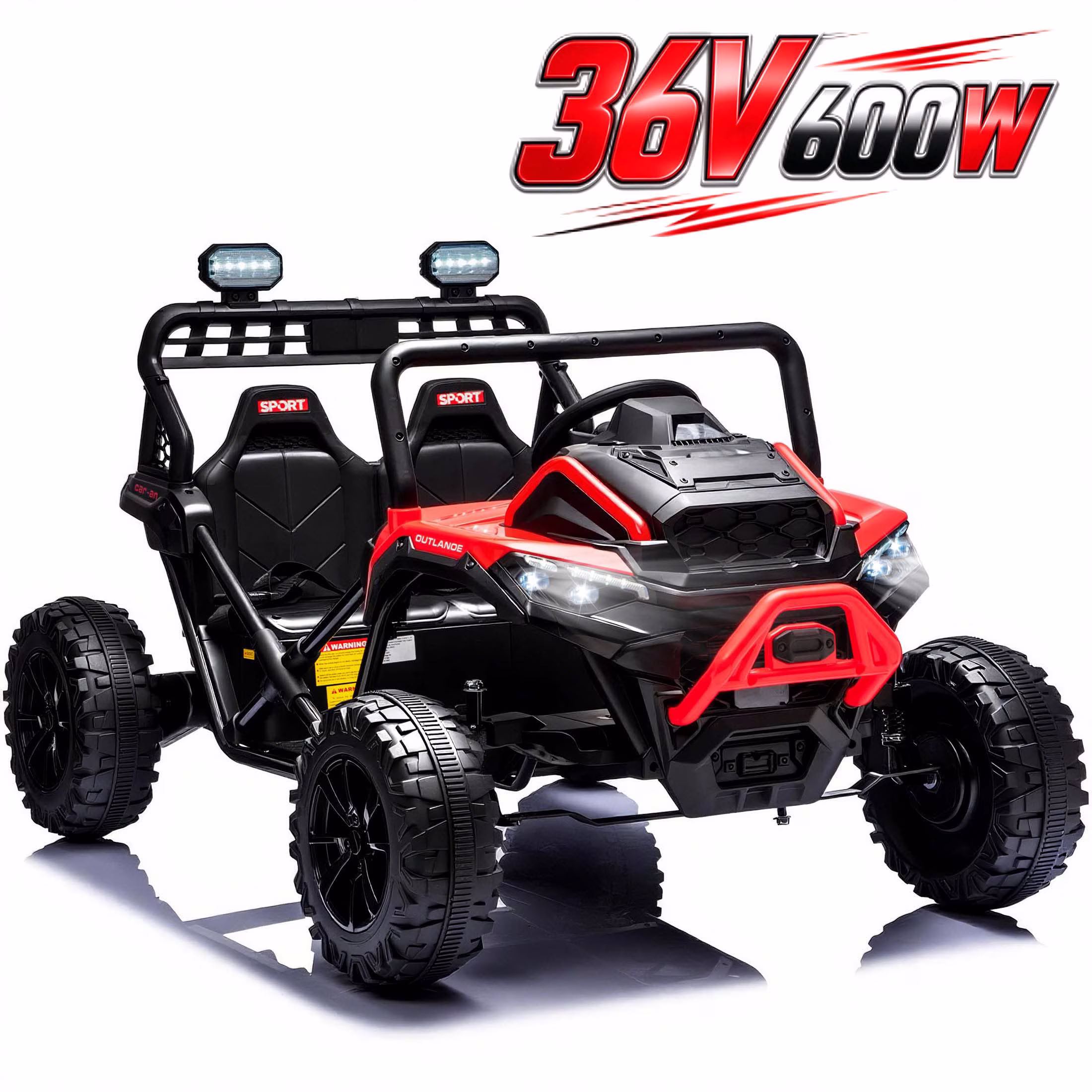 36 Volt UTV Ride on Toys for Big Kids, 2 Seater 600W Kids Dirt Bike, 4-8 MPH Speed, Metal Frame, Bluetooth Music, Four Wheeler Carros Eléctricos Para Niños (Red)
