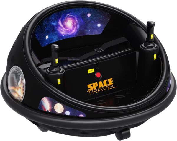 360° Spin Ride-On Bumper Car with Remote Control, LED Lights & Music, Rechargeable Indoor/Outdoor Electric Ride-On, Soft Bumper, Seat Belt, Non-Marking Wheels,Black