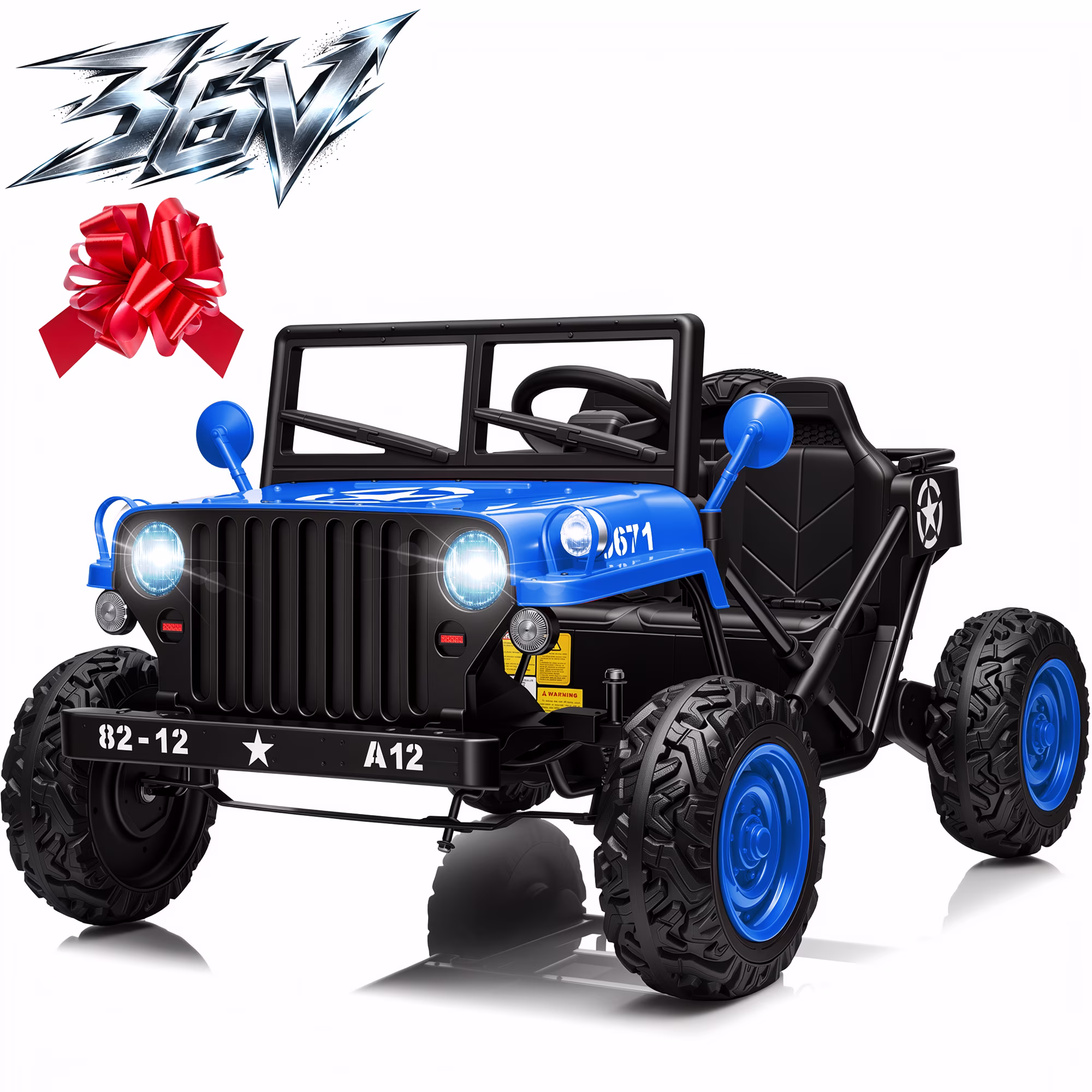 36V 2 Seater Kids Ride On Toys w/EVA Tire, Joyracer 600W Power Car Wheels with Metal Frame, Bluetooth, and 4-Wheel Suspension, Up to 9 MPH, Blue